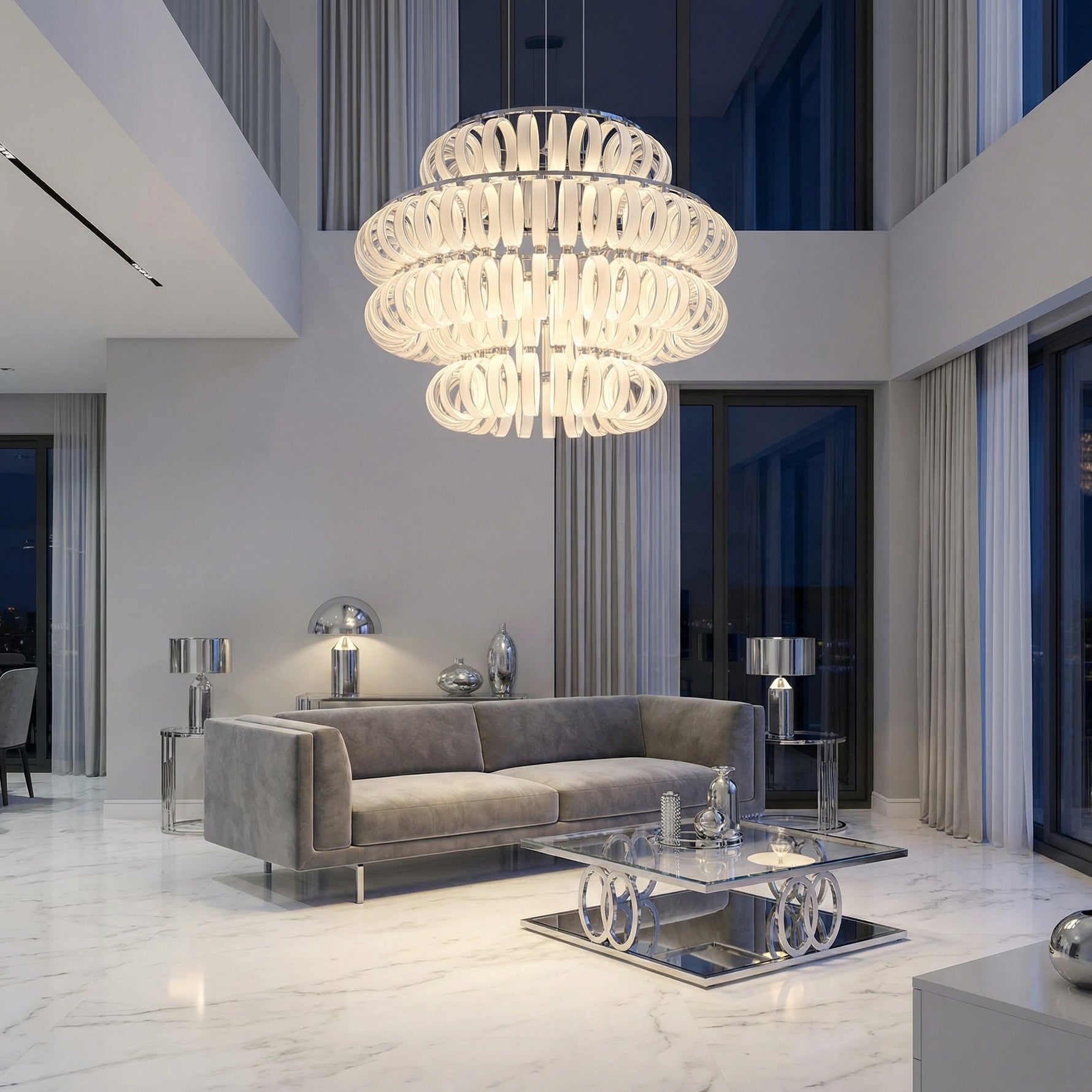 Yiosi Opulence Frosted Glass Pendant Light 24" - scene-1