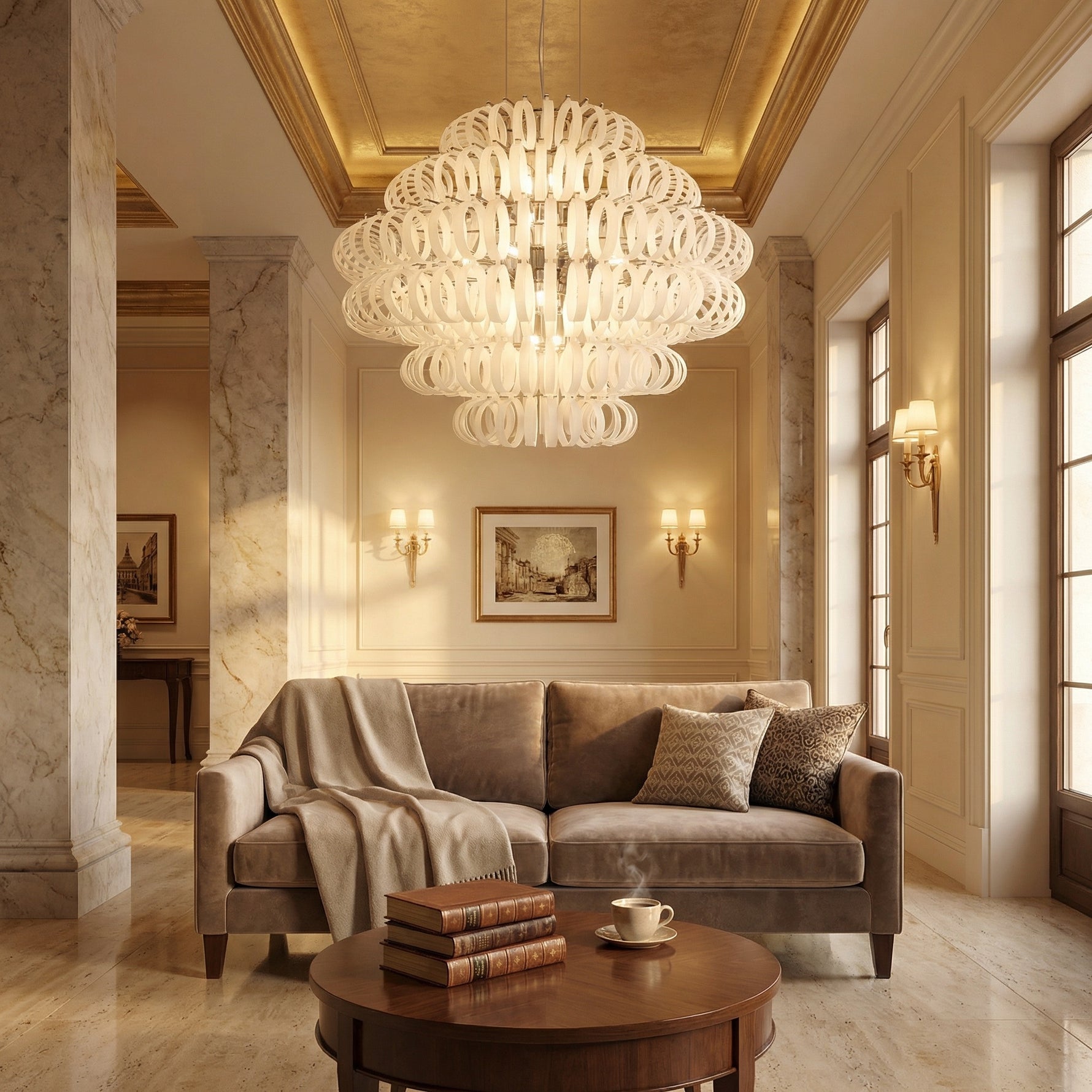 Yiosi Opulence Frosted Glass Pendant Light 31" Style B - scene-3