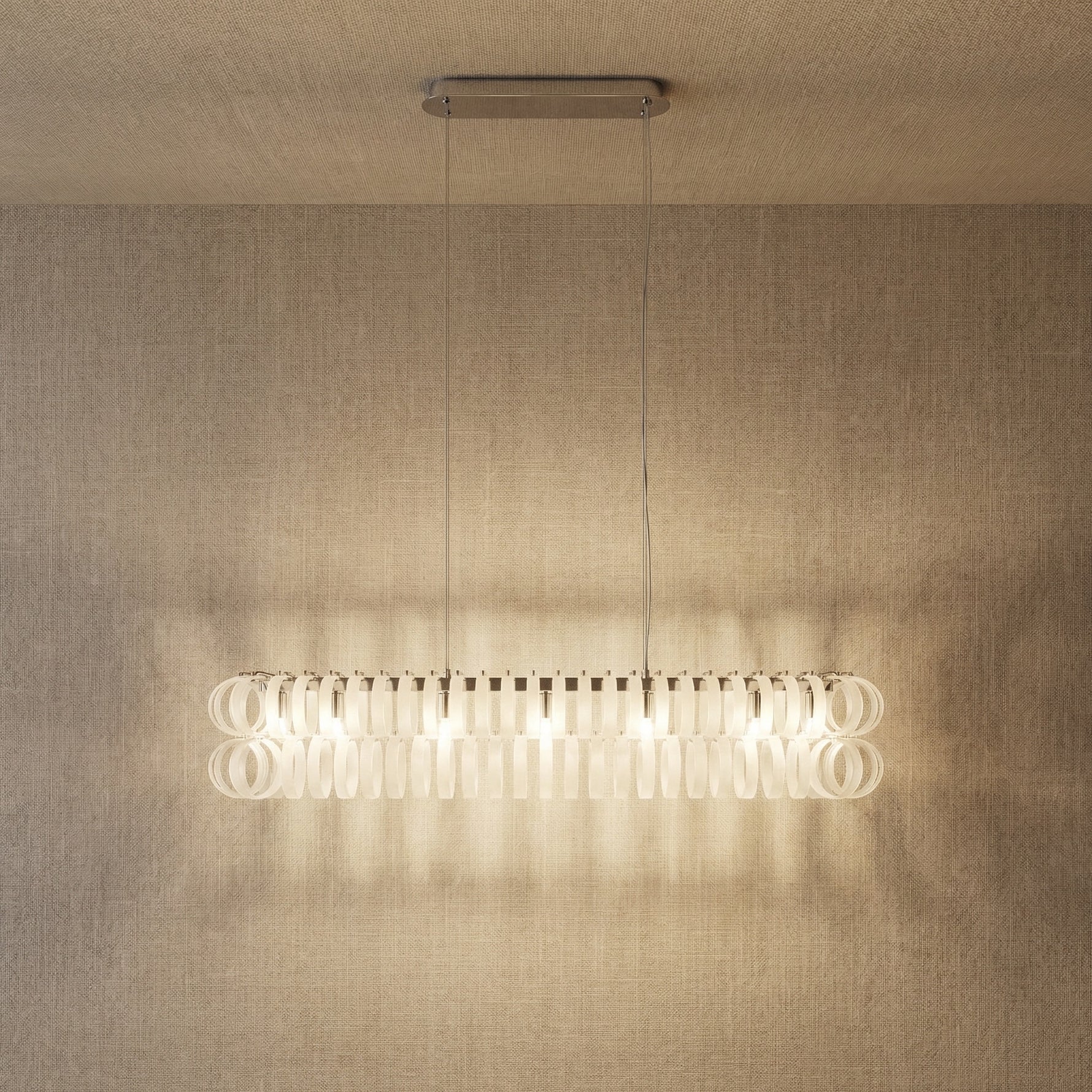 Yiosi Opulence Oval Frosted Glass Pendant Light - 47" Linear (L1200mm)