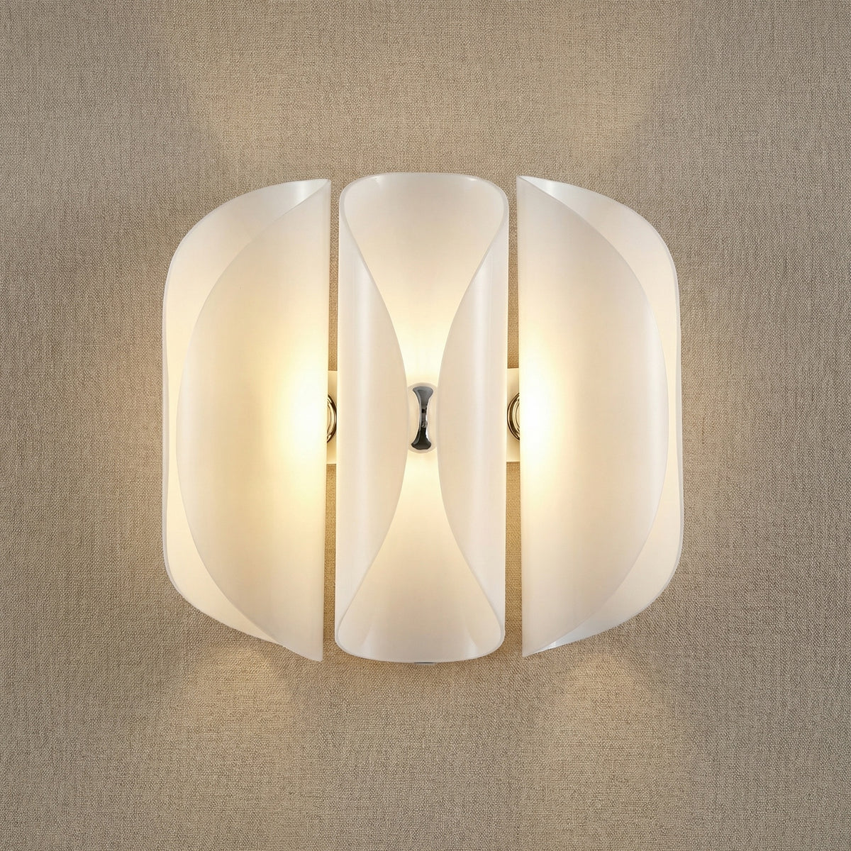 Yiosi Phantom Triple Metal Wall Sconce - Chrome + White