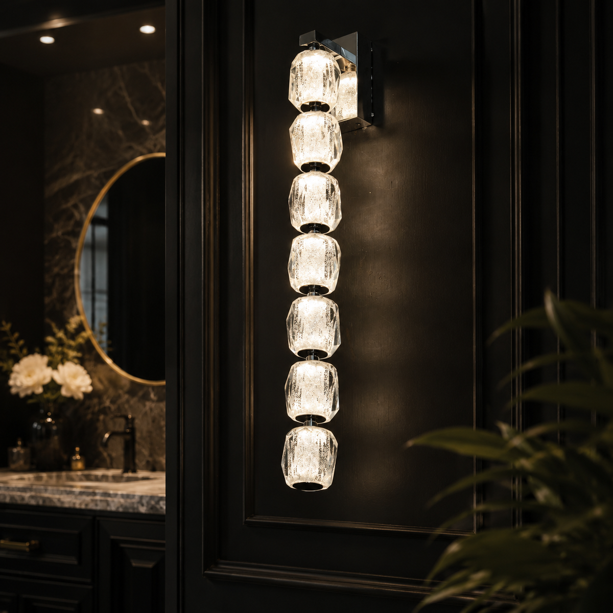 Seduction Vertical Crystal Wall Sconce