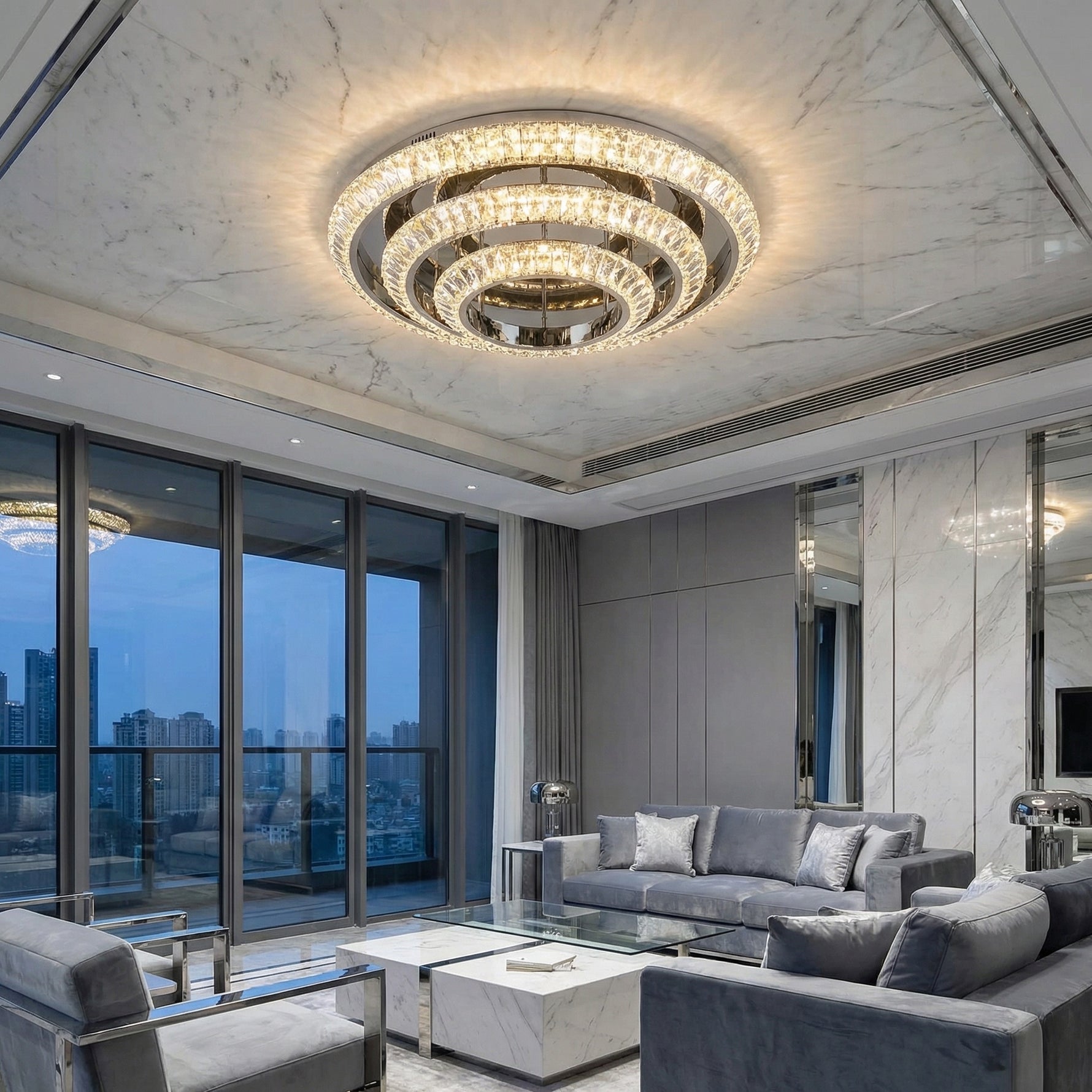 Yiosi Series 3-Tier Nested Crystal Celling lamp - scene-1