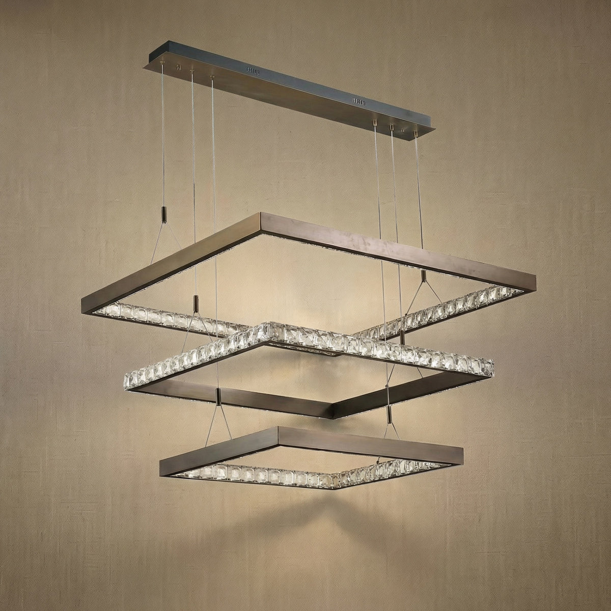 Yiosi Series 3-Tier Nested Crystal Pendant Light Style A - dark