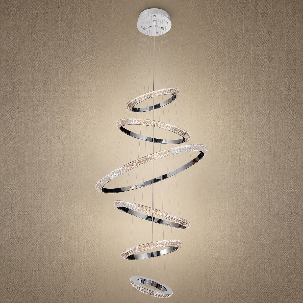Yiosi Series Cascading Crystal Pendant Light - 47" (Dia 1200mm)