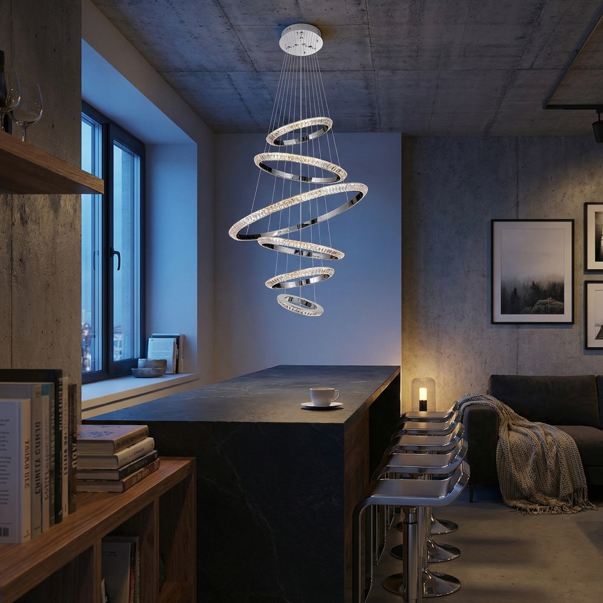 Yiosi Series Cascading Crystal Pendant Light - scene-3