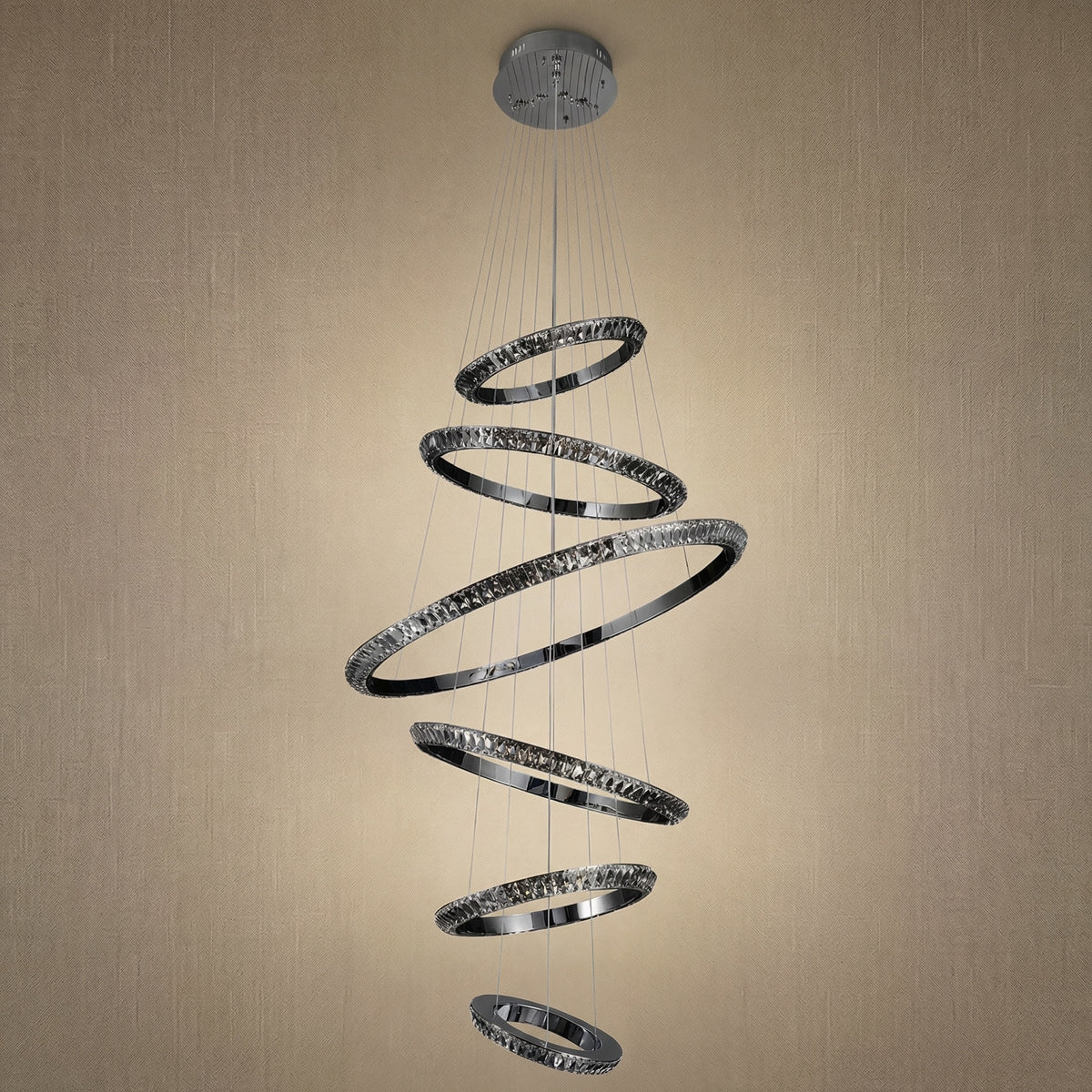 Yiosi Series Cascading Crystal Pendant Light - dark
