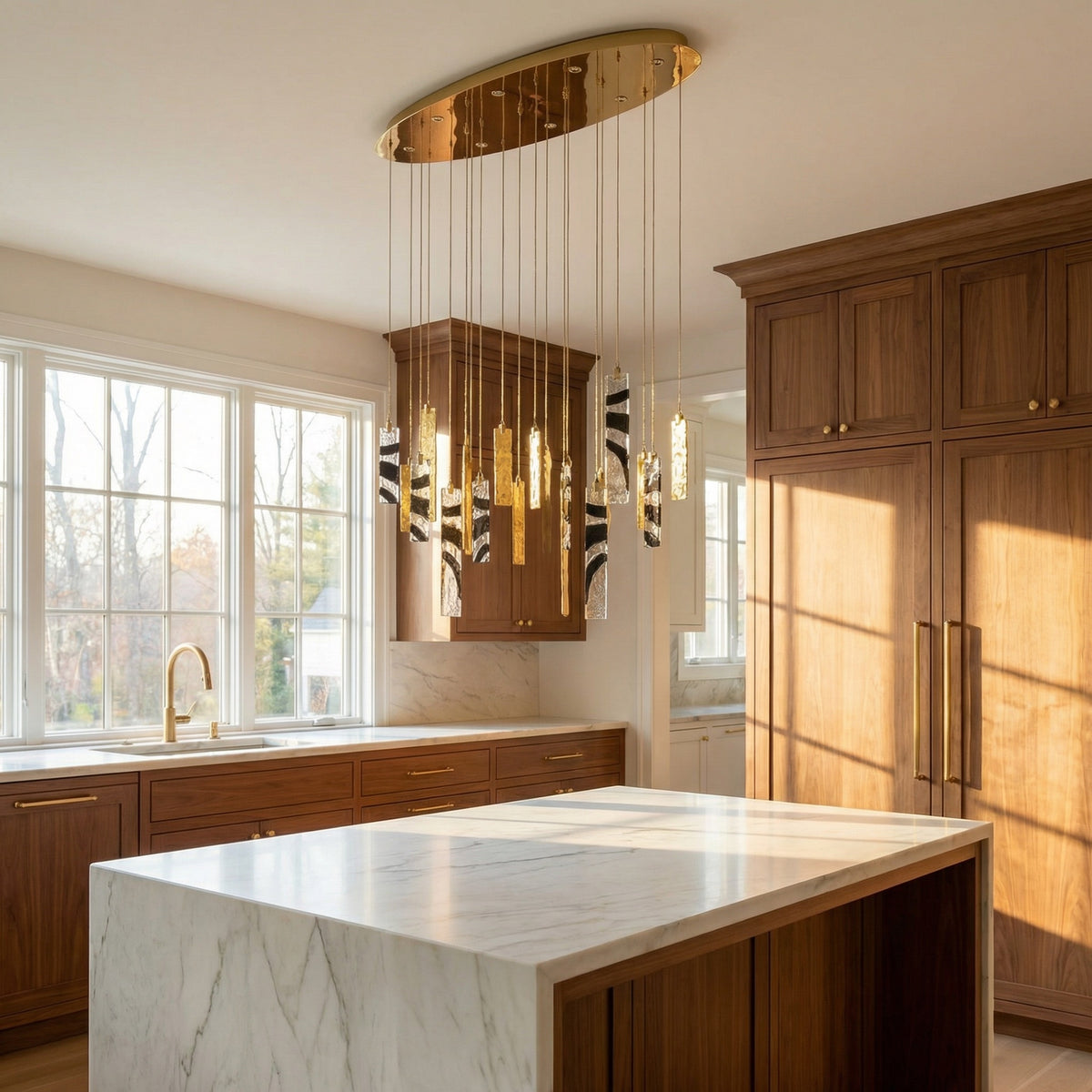 Yiosi Series Cascading Glass Pendant Light 47" - scene-2
