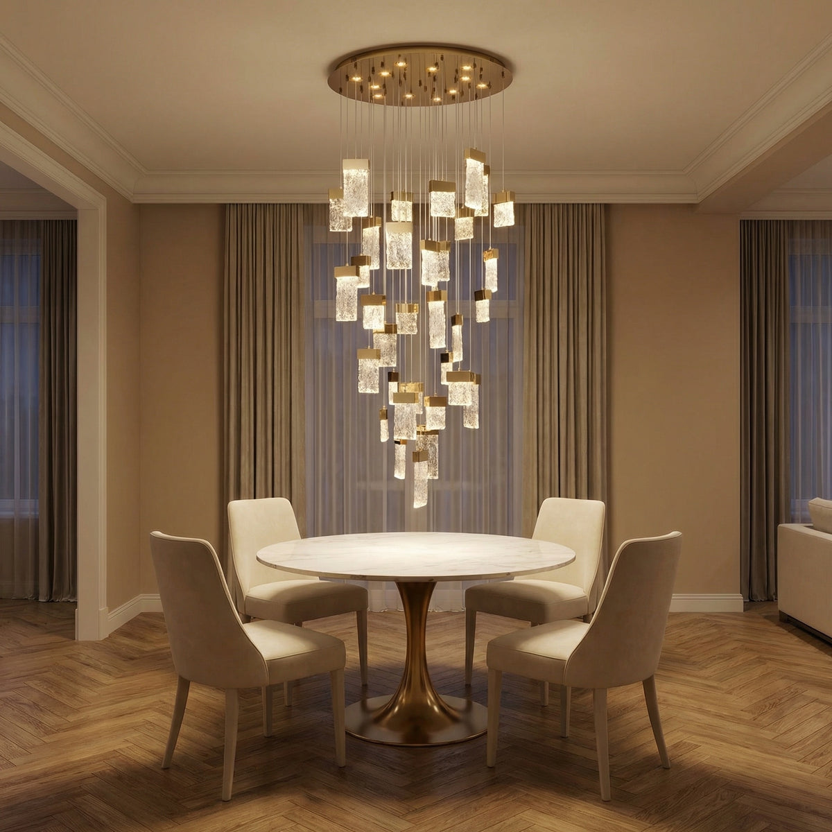 Yiosi Series Cascading Glass Pendant Light Style A - scene-1
