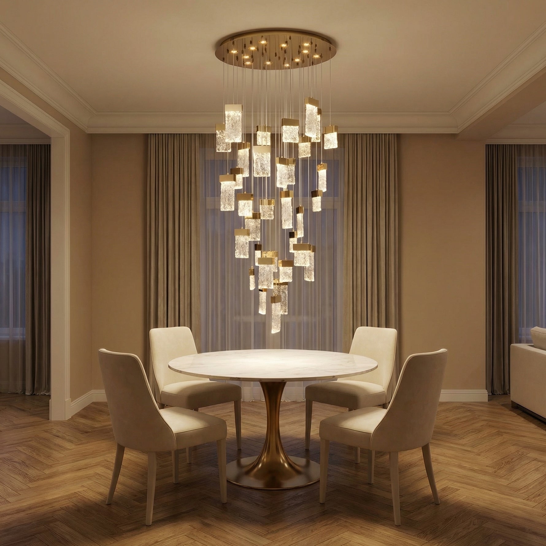 Yiosi Series Cascading Glass Pendant Light Style A - scene-1