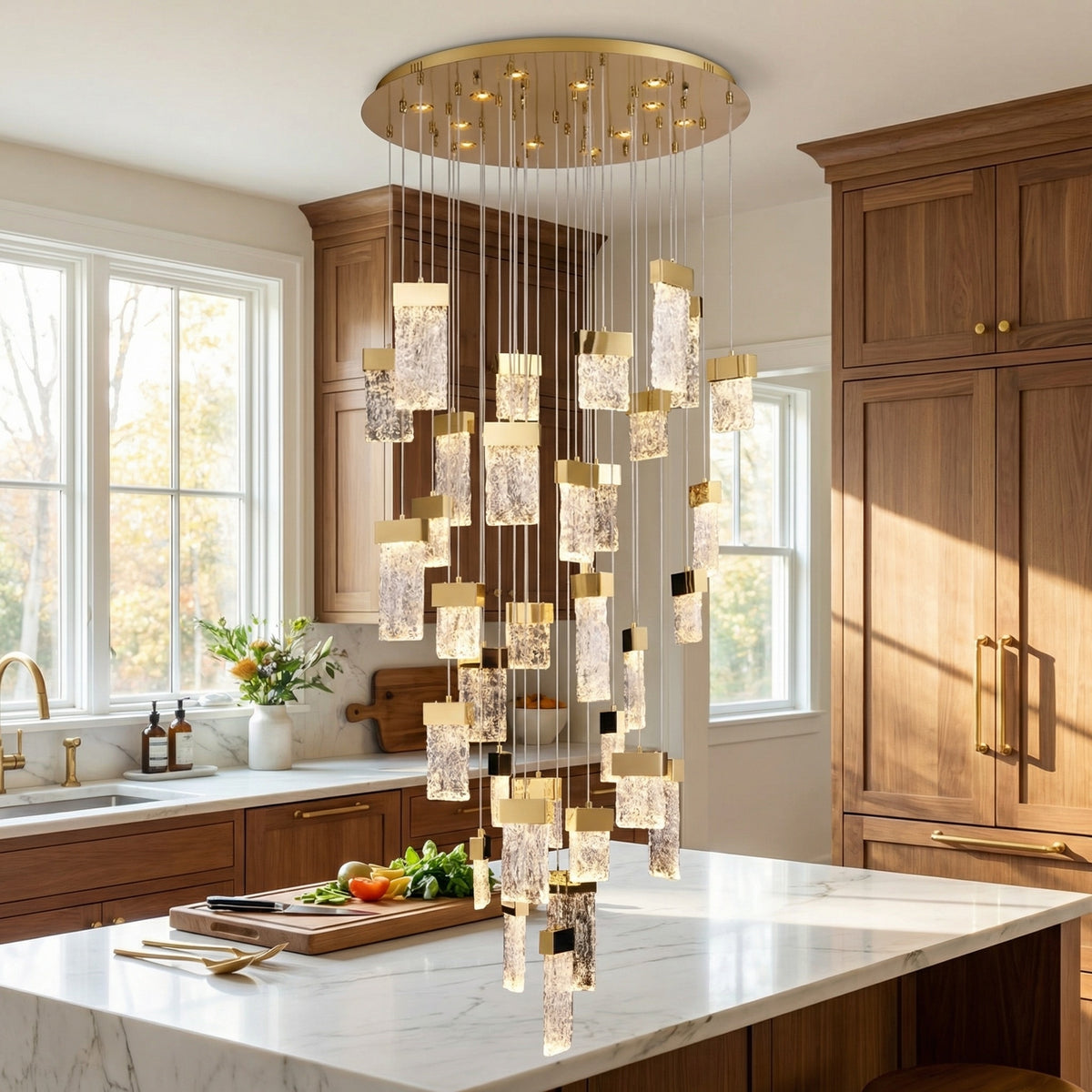 Yiosi Series Cascading Glass Pendant Light Style A - scene-2