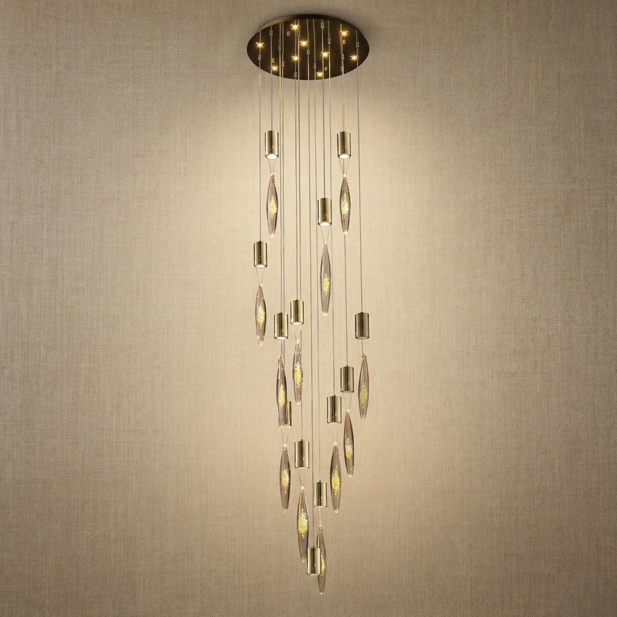Yiosi Series Cascading Glass Pendant Light Style D - Mirror finish champagne gold Style B