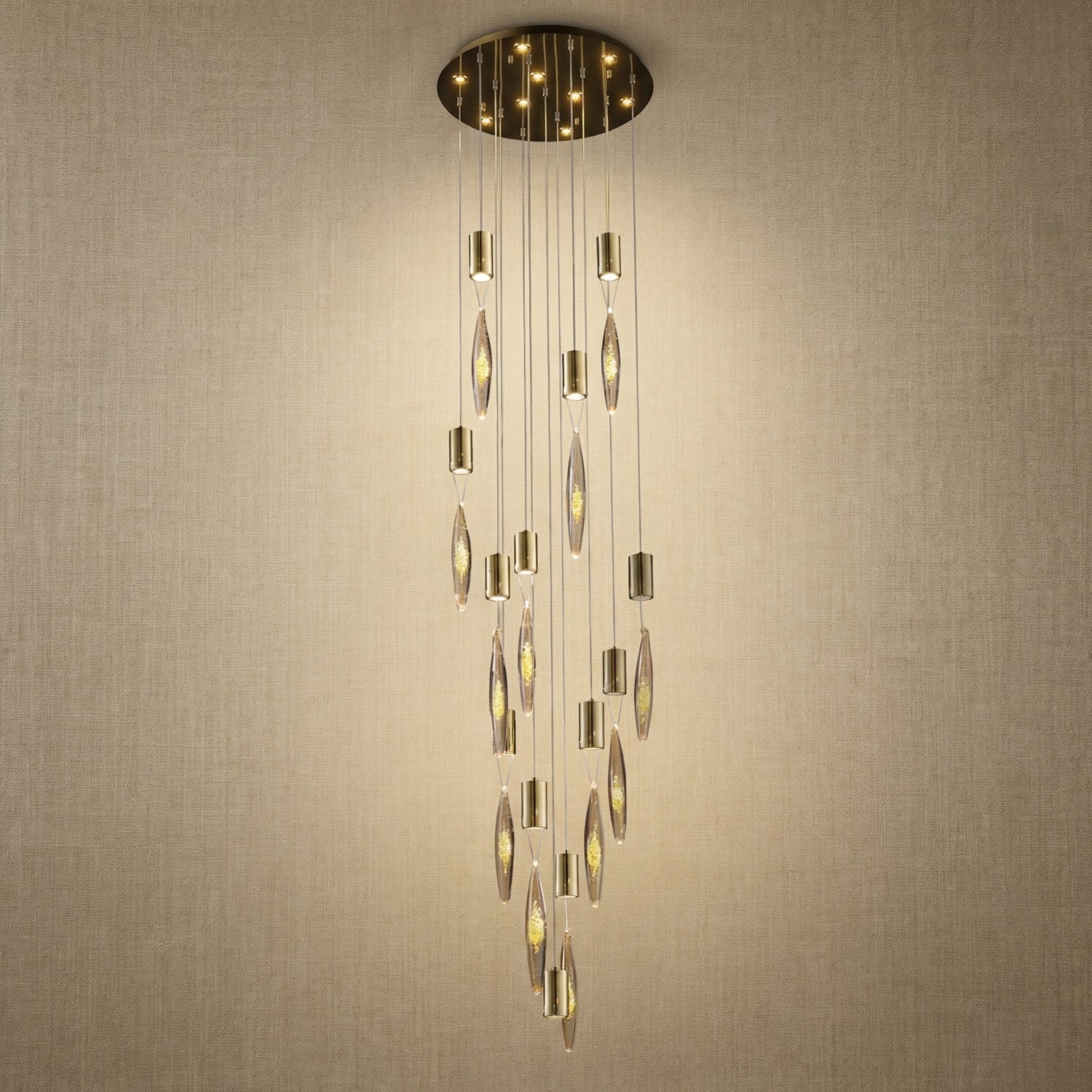 Yiosi Series Cascading Glass Pendant Light Style D - Mirror finish champagne gold Style B