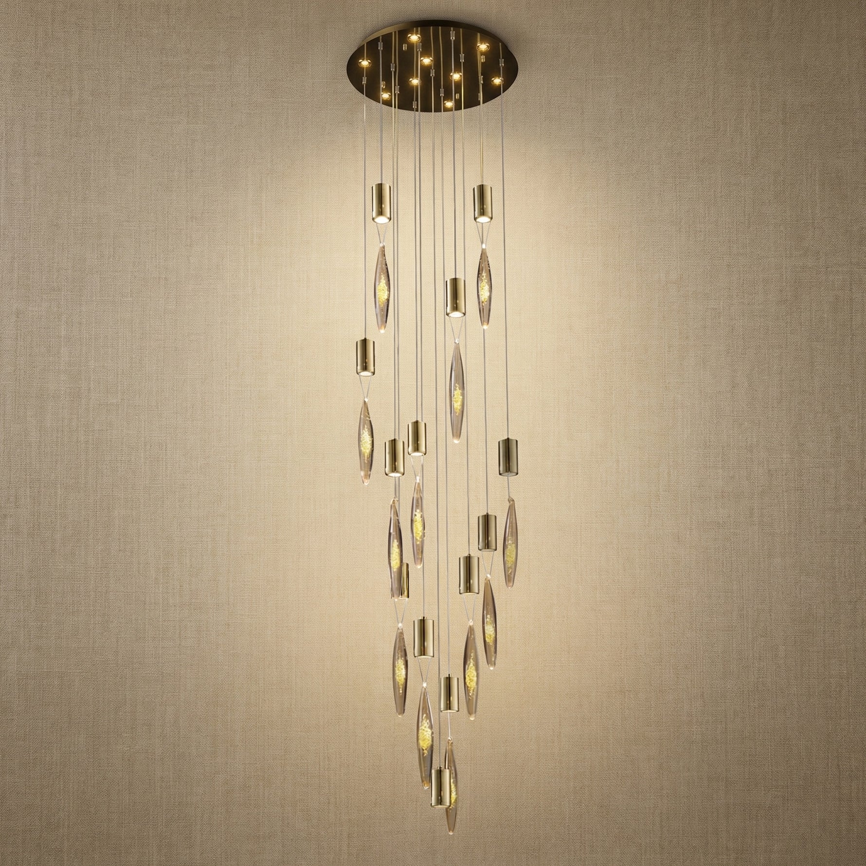 Yiosi Series Cascading Glass Pendant Light Style D - Mirror finish champagne gold Style B