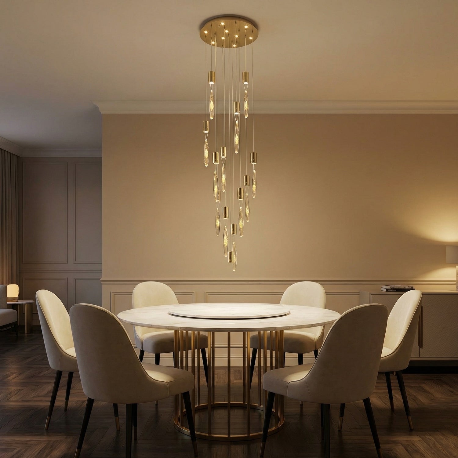 Yiosi Series Cascading Glass Pendant Light Style D - scene-1