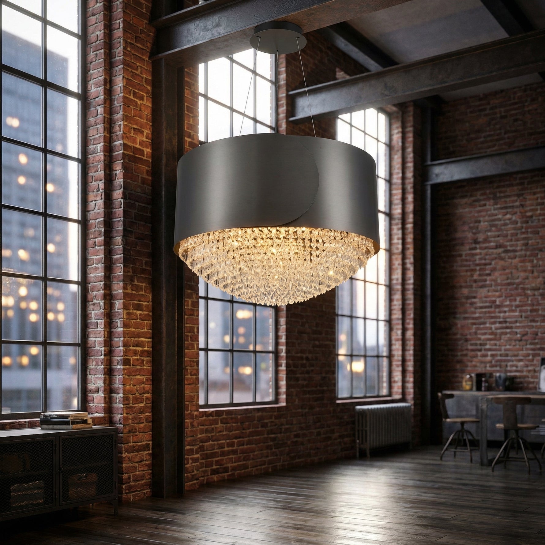 Yiosi Series Crystal Pendant Light 28" - scene-2