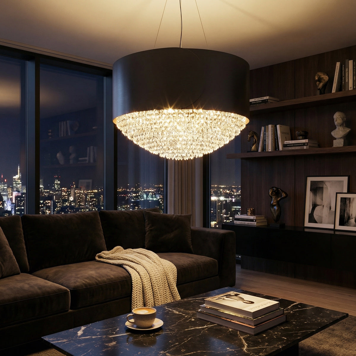 Yiosi Series Crystal Pendant Light 28" - scene-3