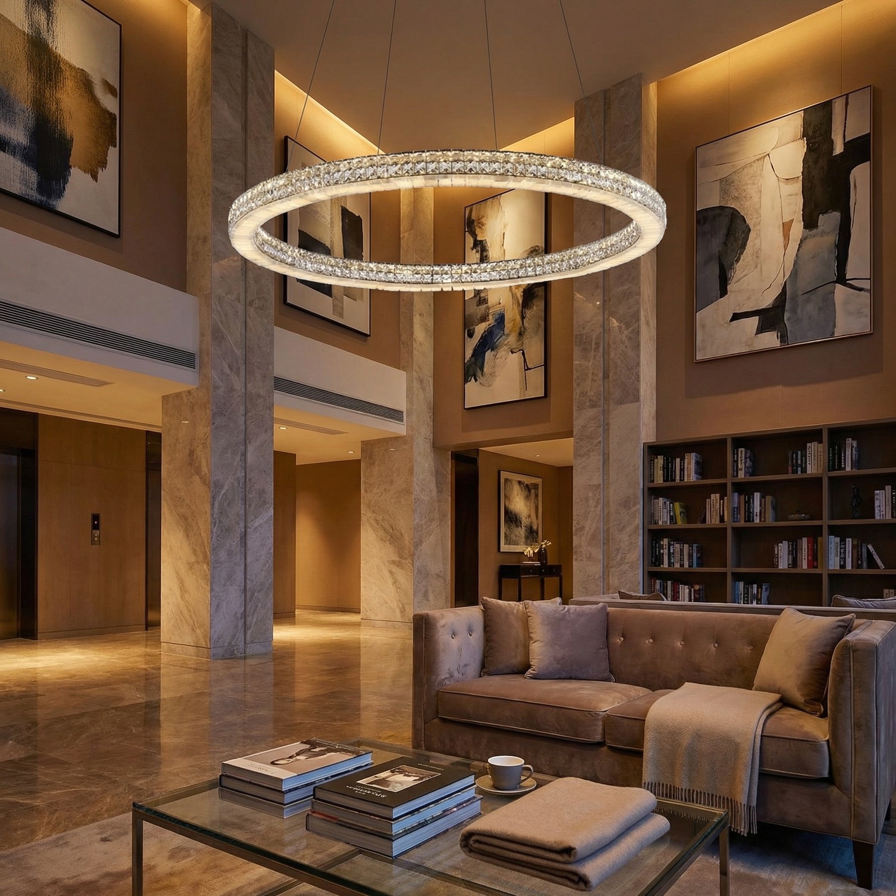 Yiosi Series Crystal Pendant Light 39" - scene-3