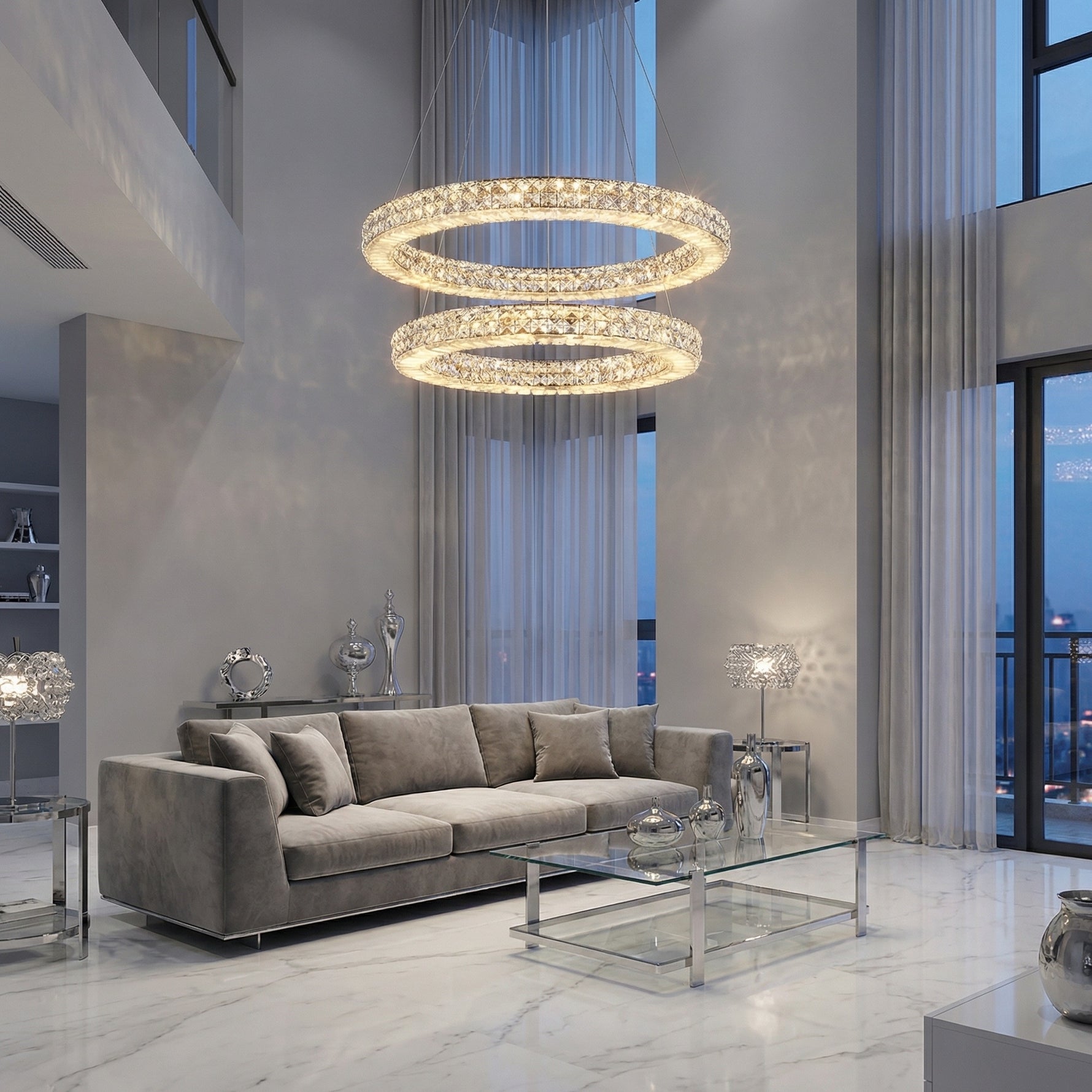 Yiosi Series Crystal Pendant Light 39" - scene-1