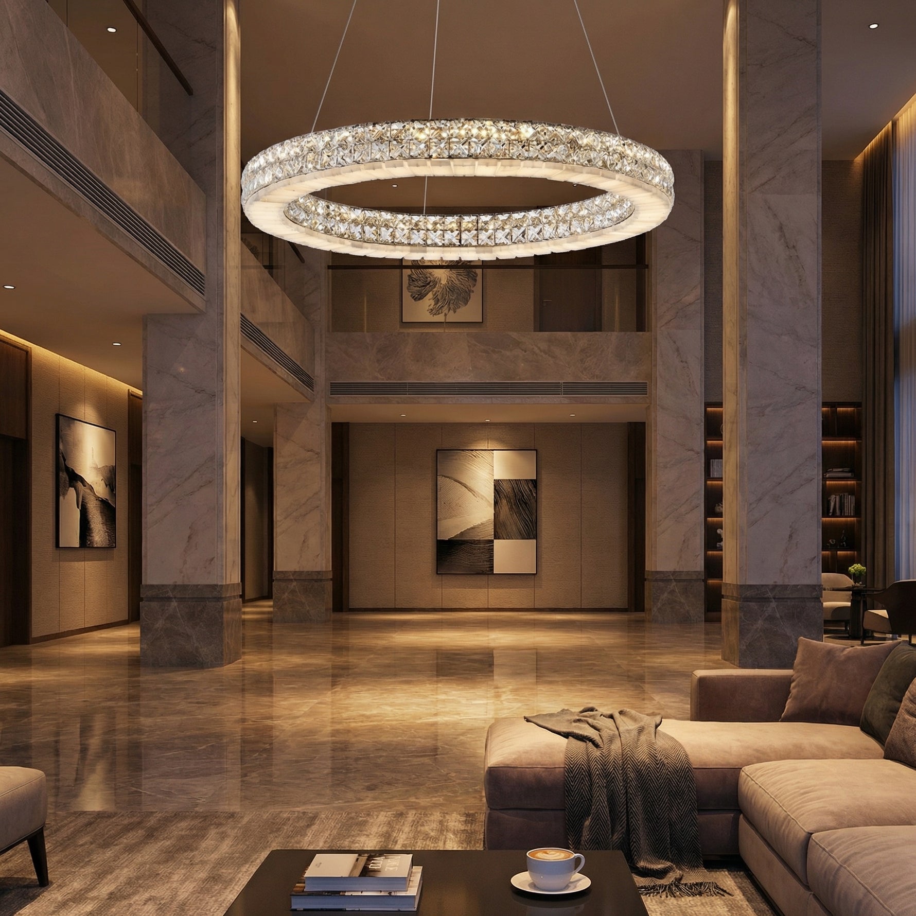 Yiosi Series Crystal Pendant Light 39" - scene-3