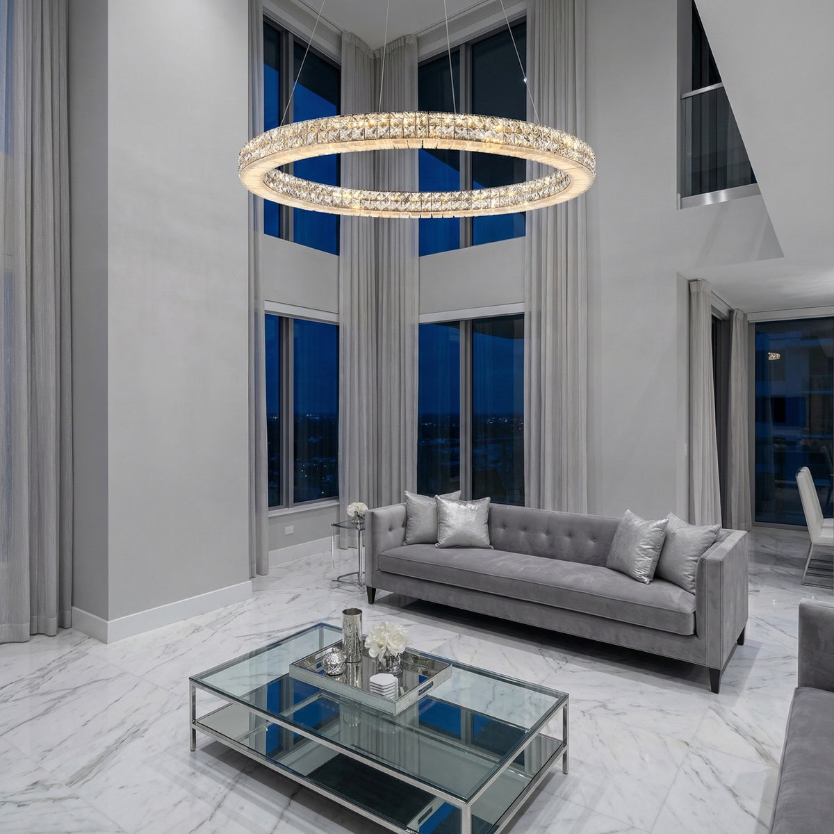Yiosi Series Crystal Pendant Light 39" - scene-1