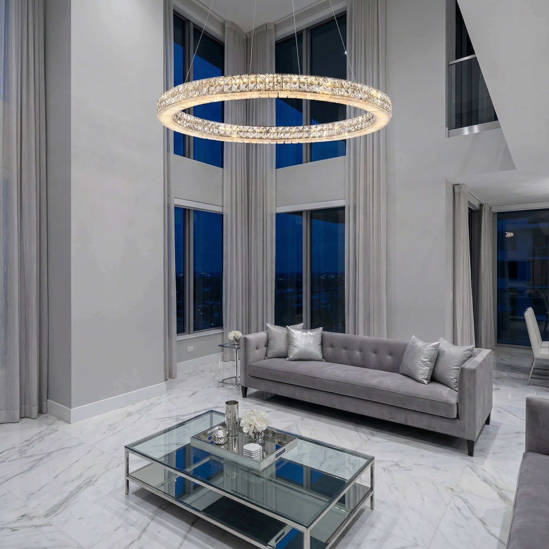 Yiosi Series Crystal Pendant Light 39" - scene-1