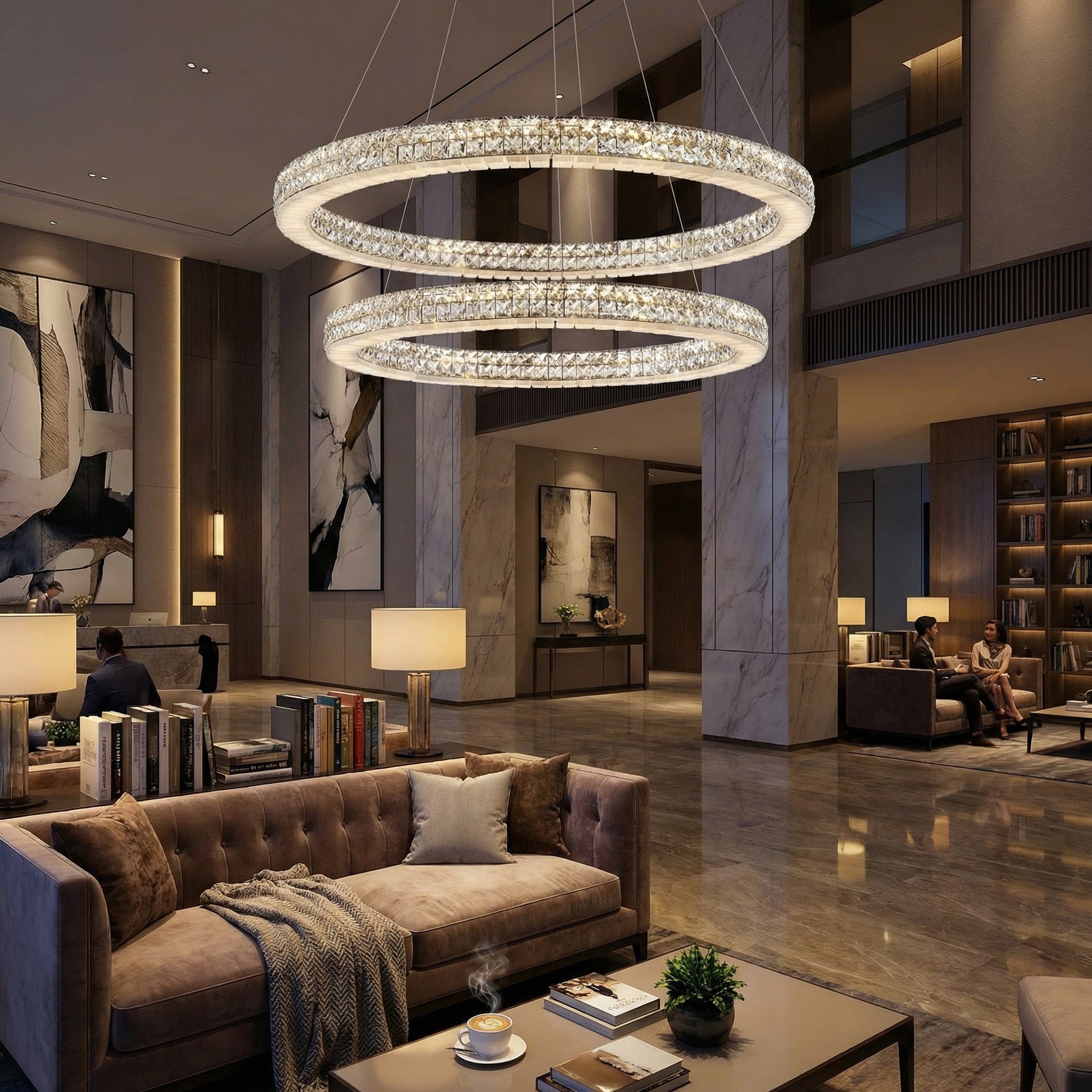 Yiosi Series Crystal Pendant Light 39" - scene-3