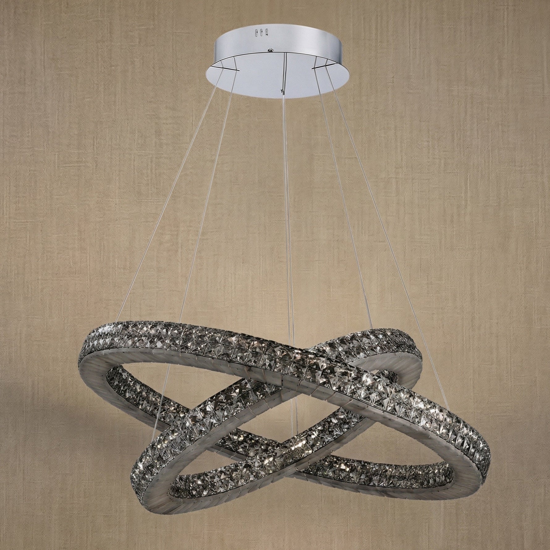 Yiosi Vera 2-tier crystal & alabaster chandelier in modern American dining setting