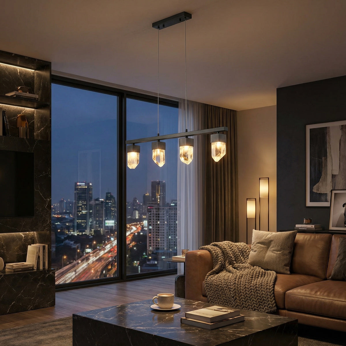 Yiosi Series Crystal Pendant Light 47" - scene-3