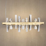 Yiosi Nora 22 inch linear crystal pendant chandelier with champagne gold finish — modern accent pendant