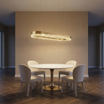 Modern dining room 47 inch oval crystal chandelier over wooden dining table — Yiosi Hudson chrome