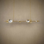 Yiosi Eclipse K9 crystal linear chandelier with polished chrome finish — modern dining pendant