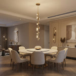 Yiosi Eclipse 63 inch crystal linear pendant chandelier — premium dining lighting