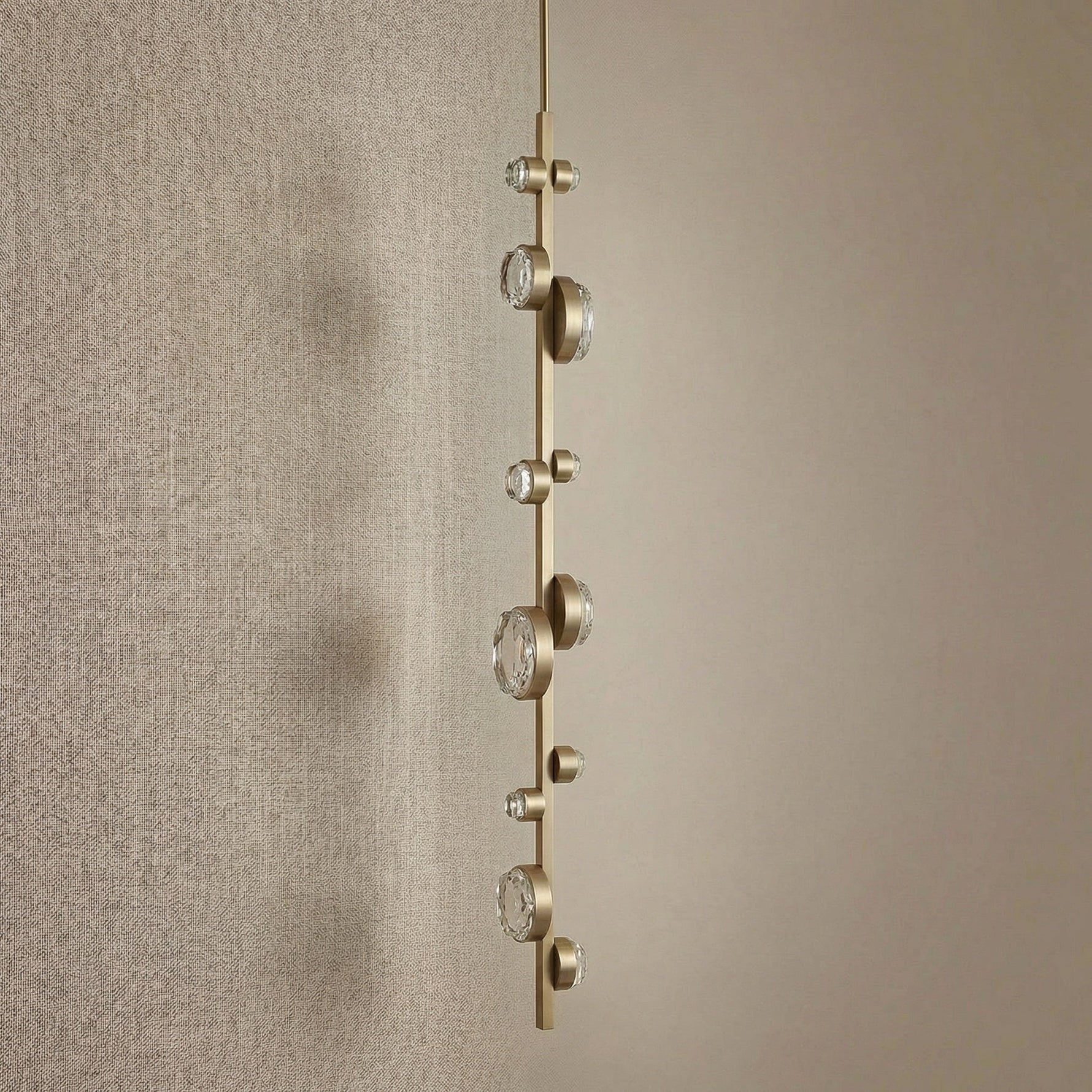 Yiosi Eclipse K9 crystal linear chandelier with polished chrome finish — modern dining pendant