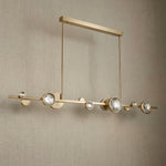 Yiosi Eclipse K9 crystal linear chandelier with polished chrome finish — modern dining pendant