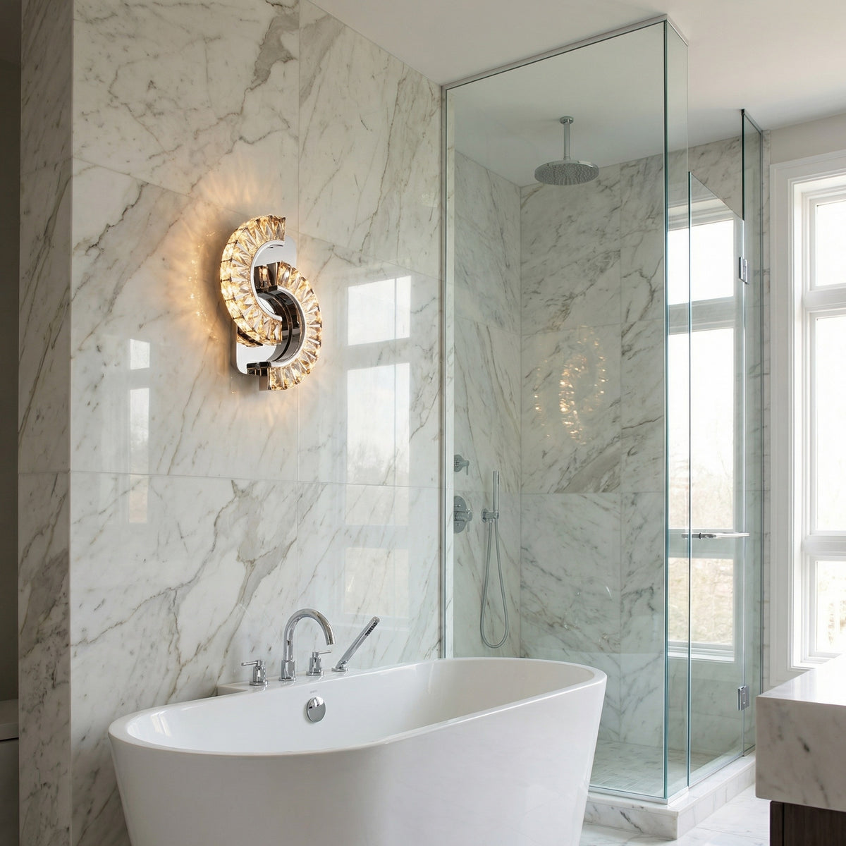 Yiosi Series Crystal Wall Sconce 10" - scene-2