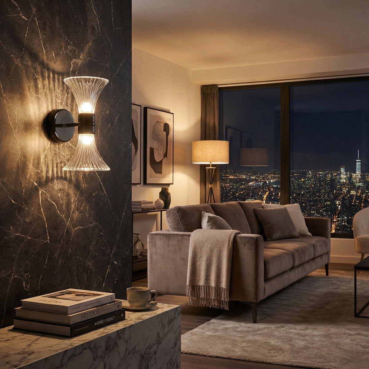 Yiosi Series Double Glass Wall Sconce Style B - scene-3