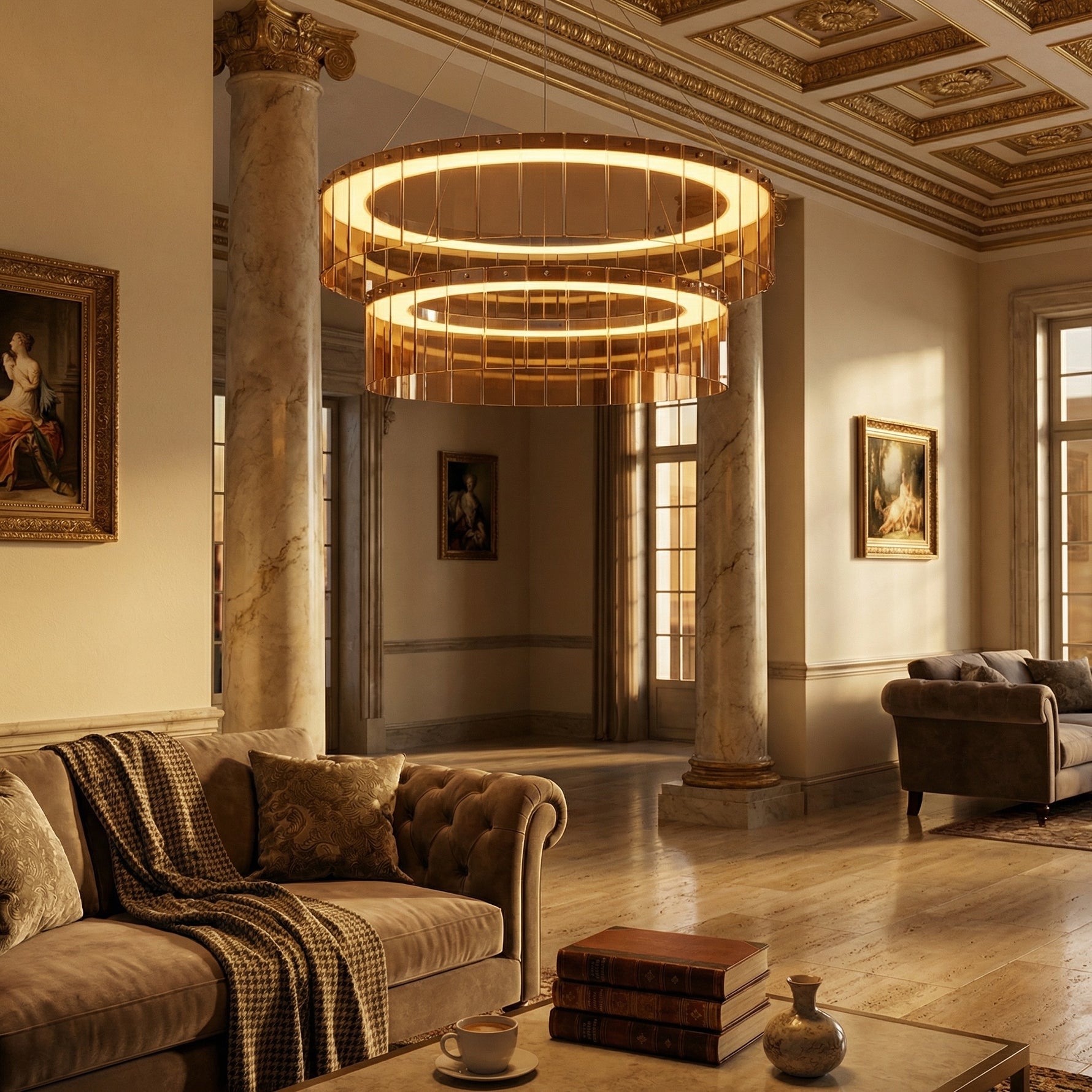 Yiosi Series Double Tier Glass Pendant Light - scene-3