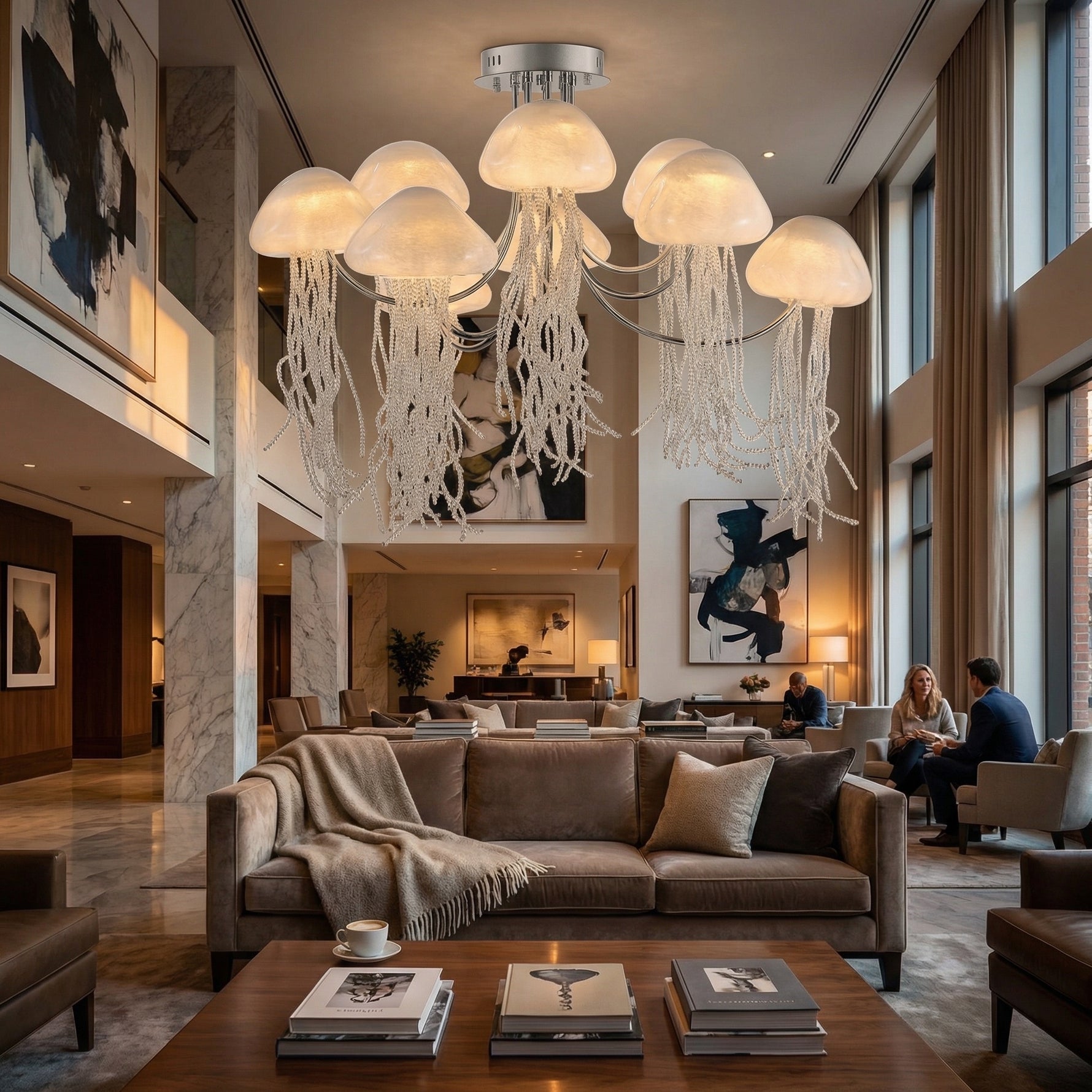 Yiosi Series Glass Pendant Light 39" Style B - scene-3