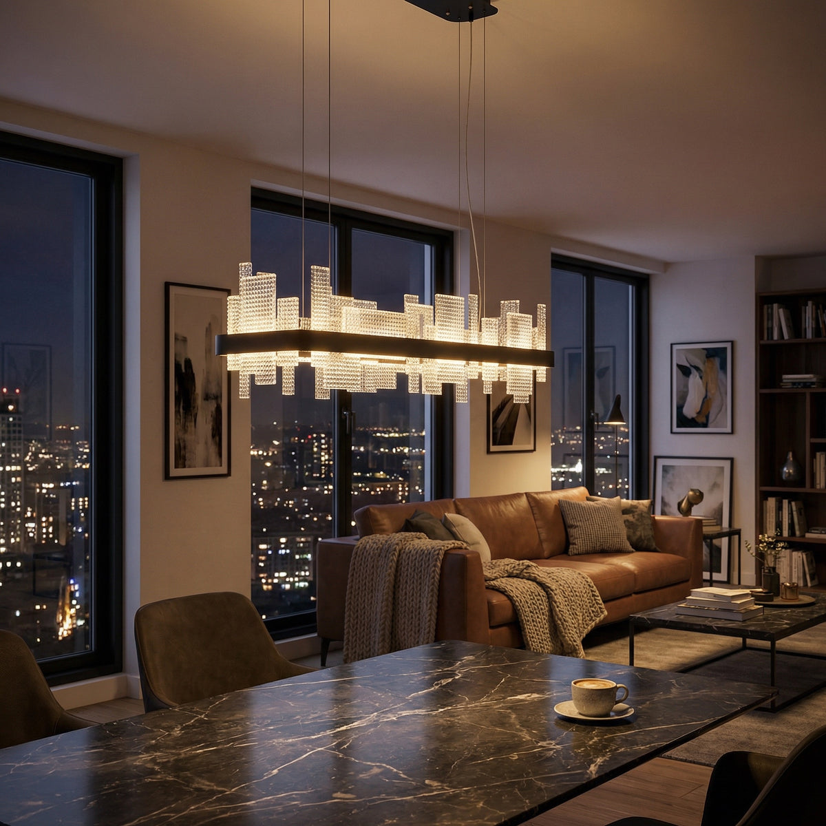 Yiosi Series Glass Pendant Light 43" - scene-3