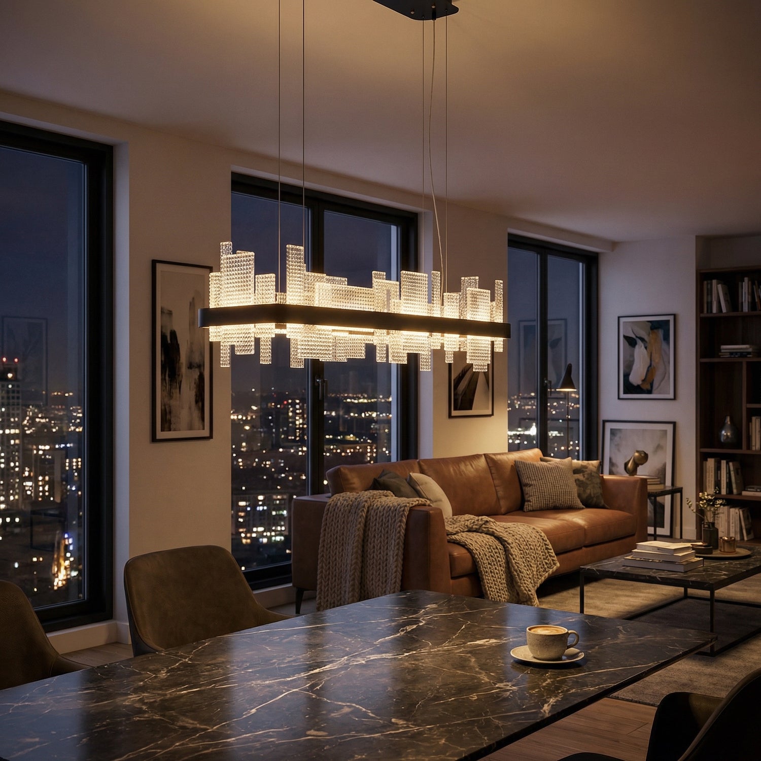 Yiosi Series Glass Pendant Light 43" - scene-3