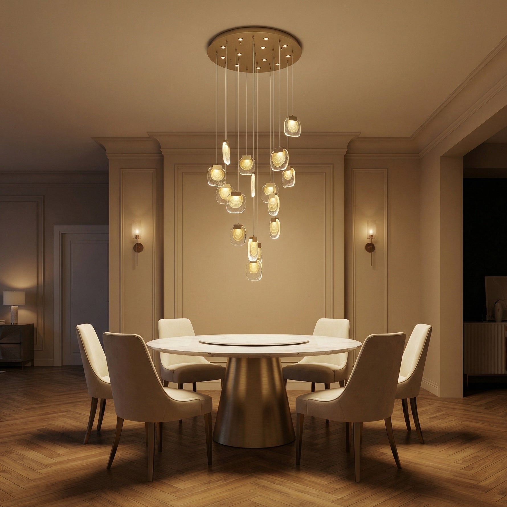 Yiosi Series Glass Pendant Light 47" - scene-1