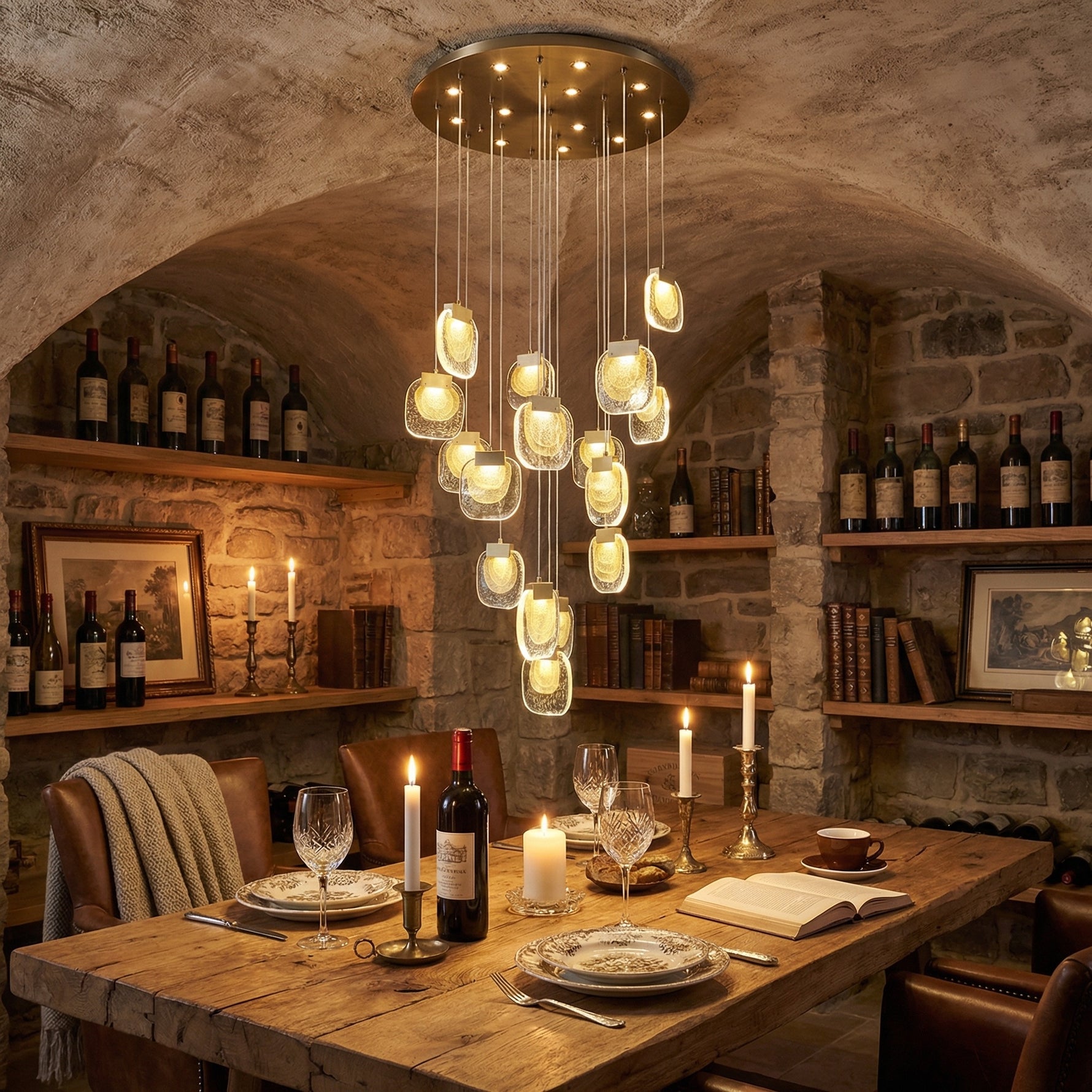 Yiosi Series Glass Pendant Light 47" - scene-3