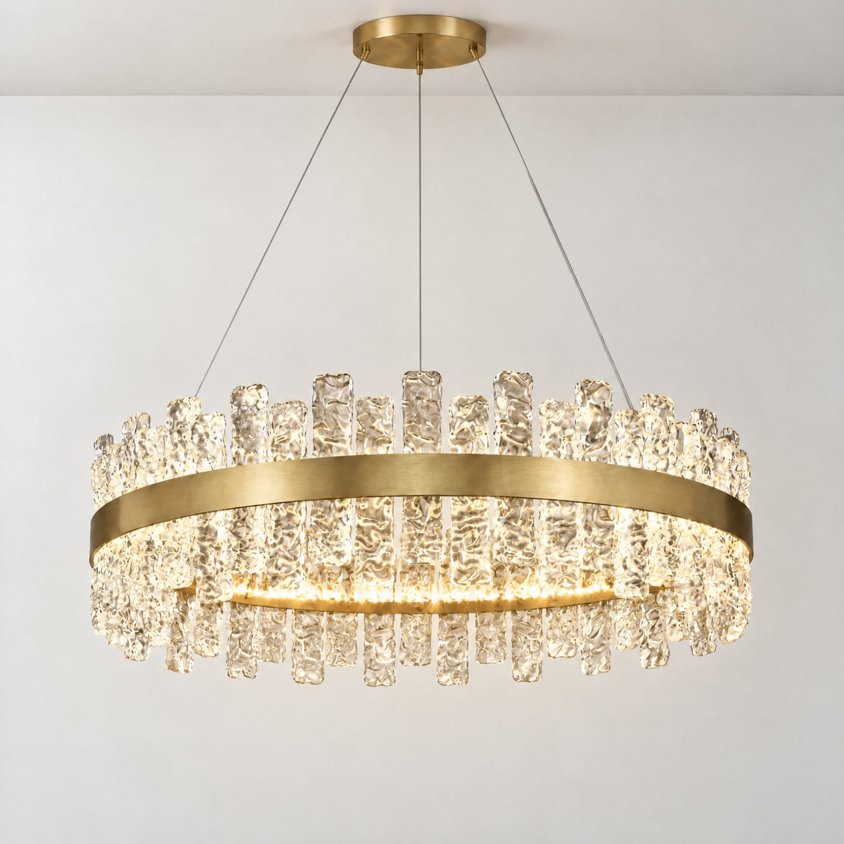 Brushed Gold Glass Fringe Modern Chandelier