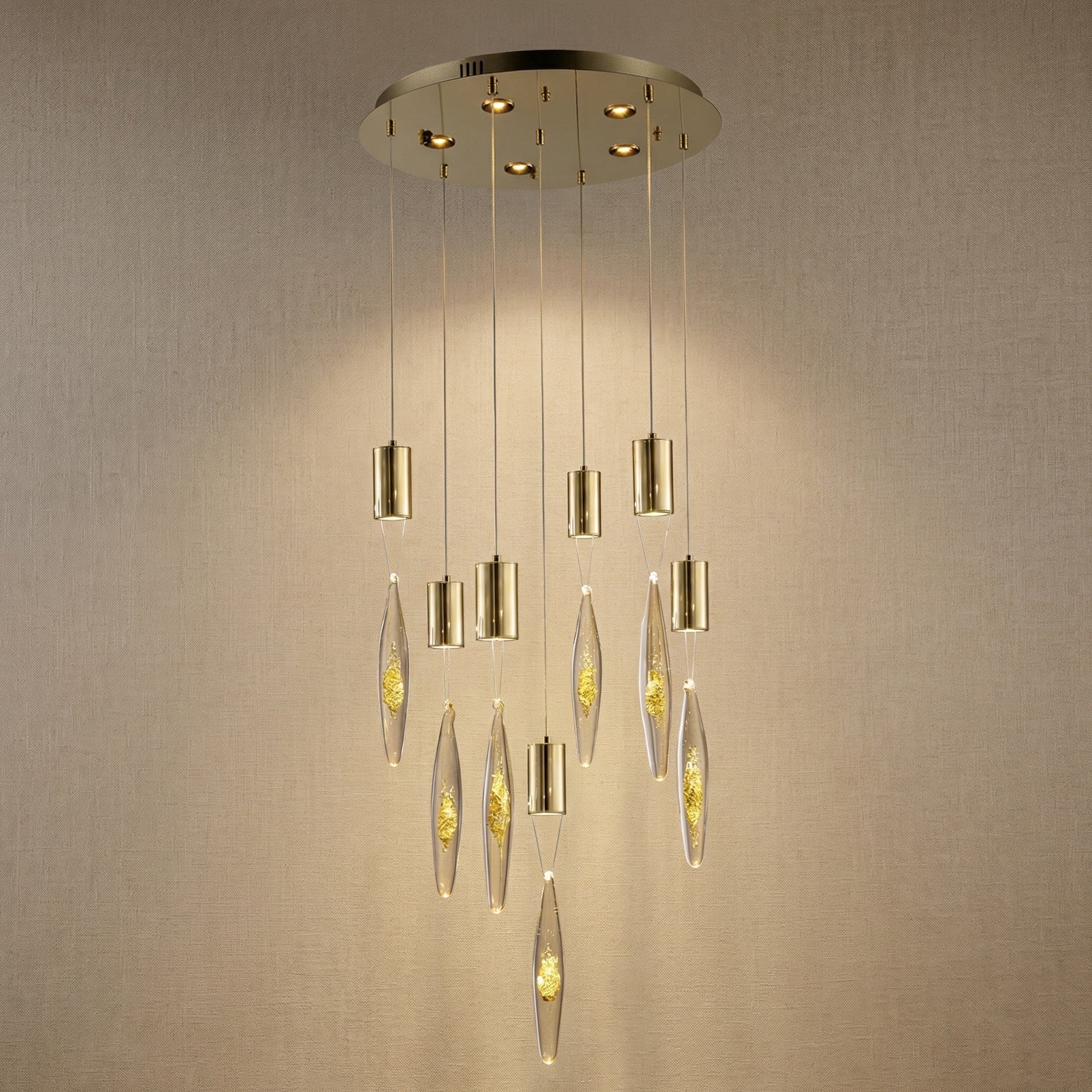 Yiosi Series Glass Pendant Light Style V - Mirror finish champagne gold