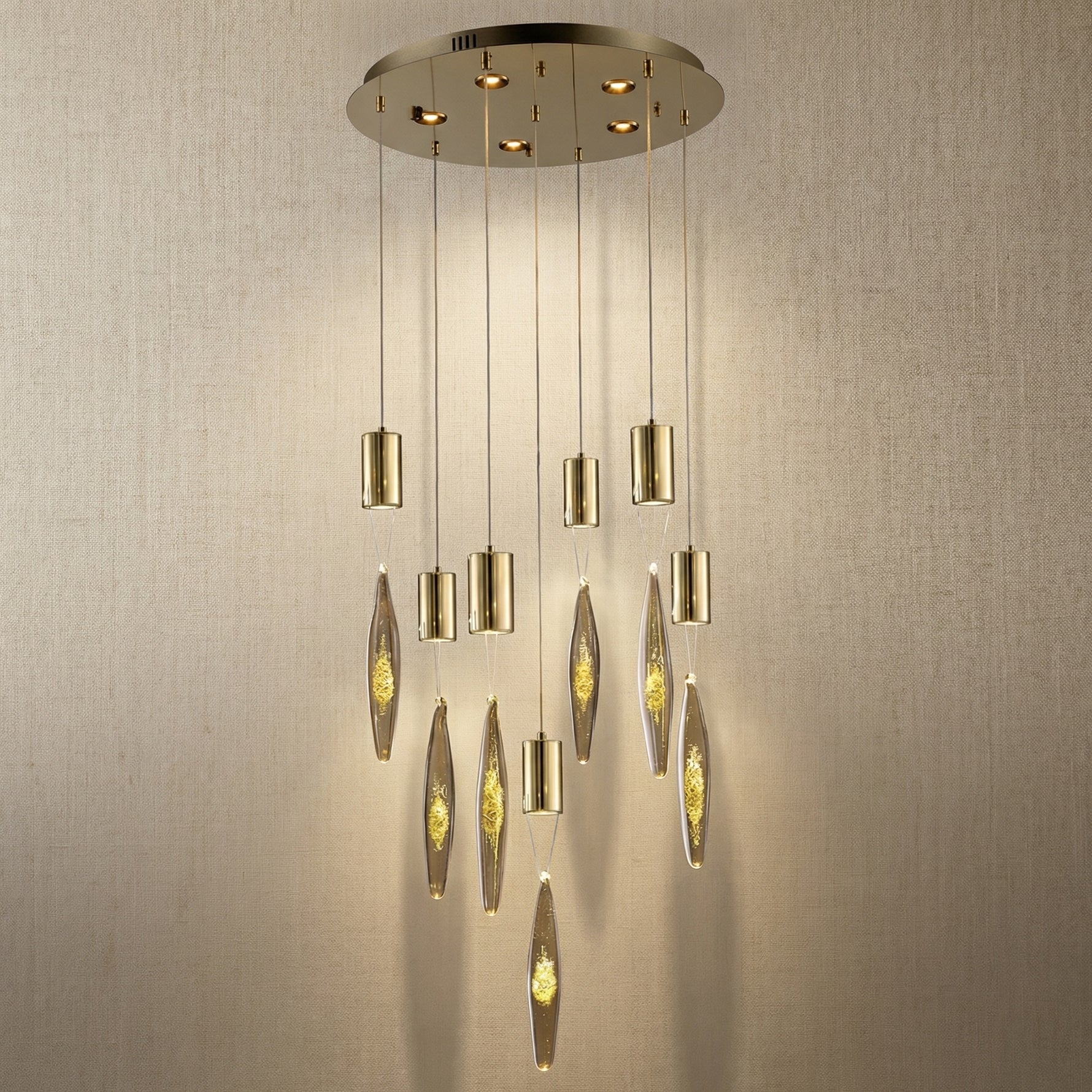 Yiosi Series Glass Pendant Light Style V - Mirror finish champagne gold Style B