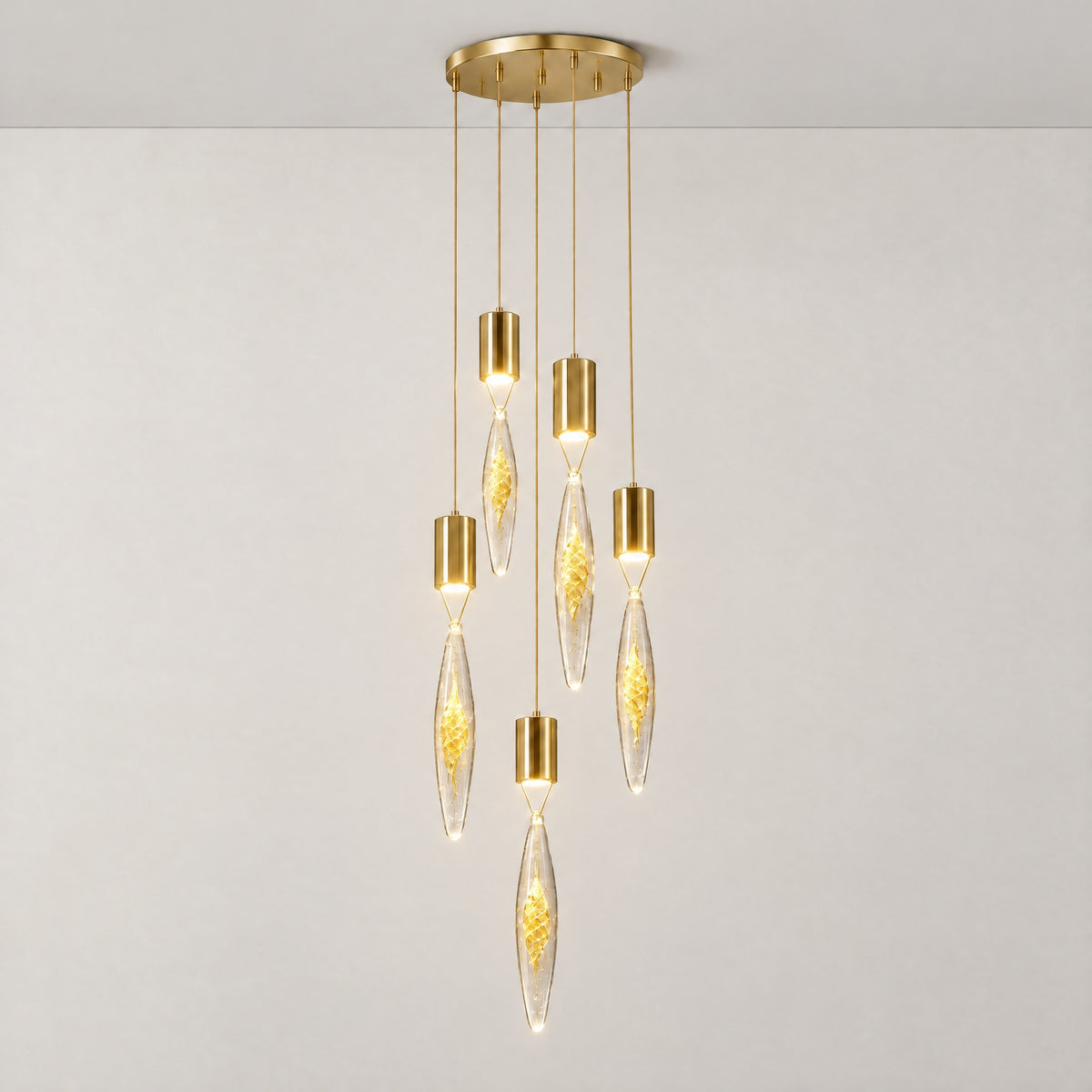 Aspen Hand-Blown Glass Cascade Chandelier 21.7"D