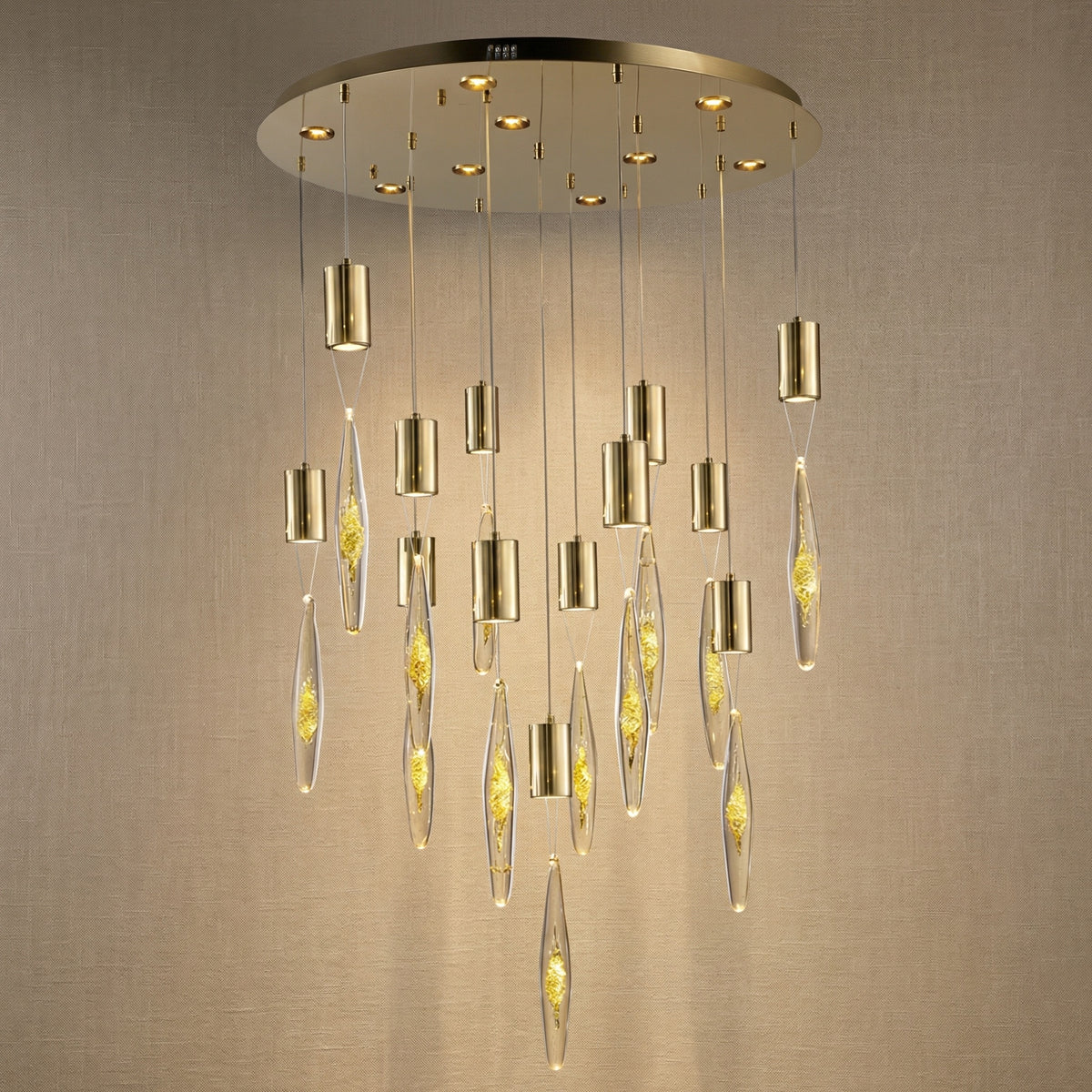 Yiosi Series Glass Pendant Light Style W - Mirror finish champagne gold