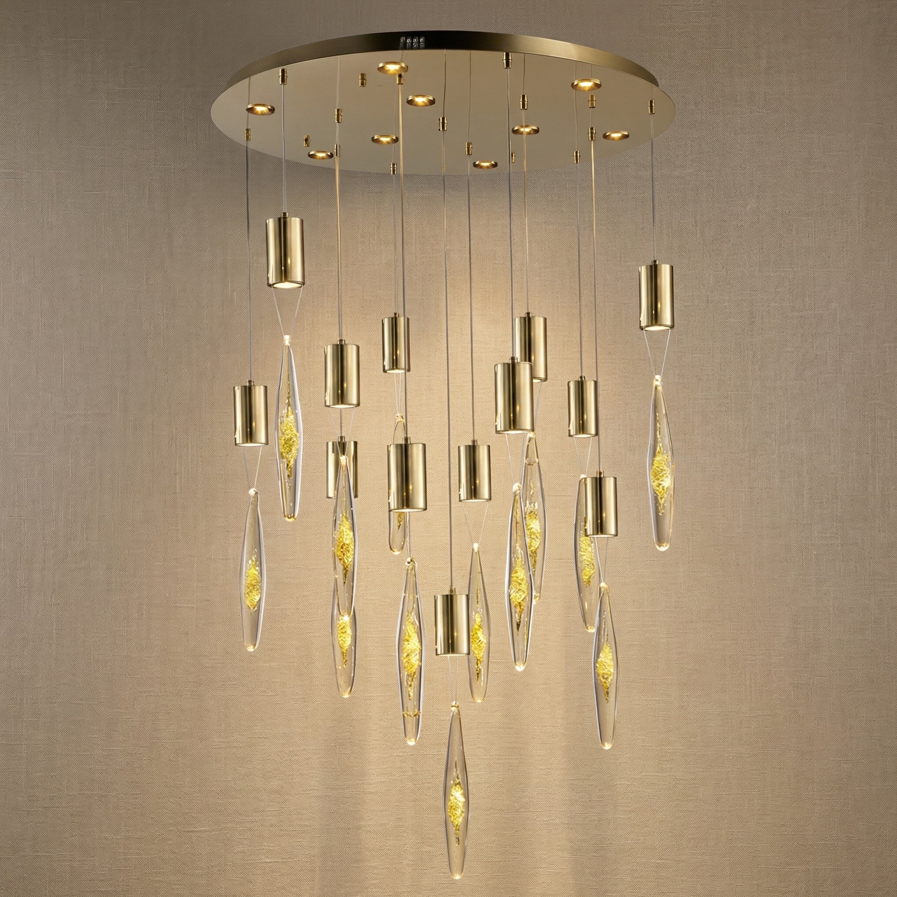 Yiosi Series Glass Pendant Light Style W - Mirror finish champagne gold