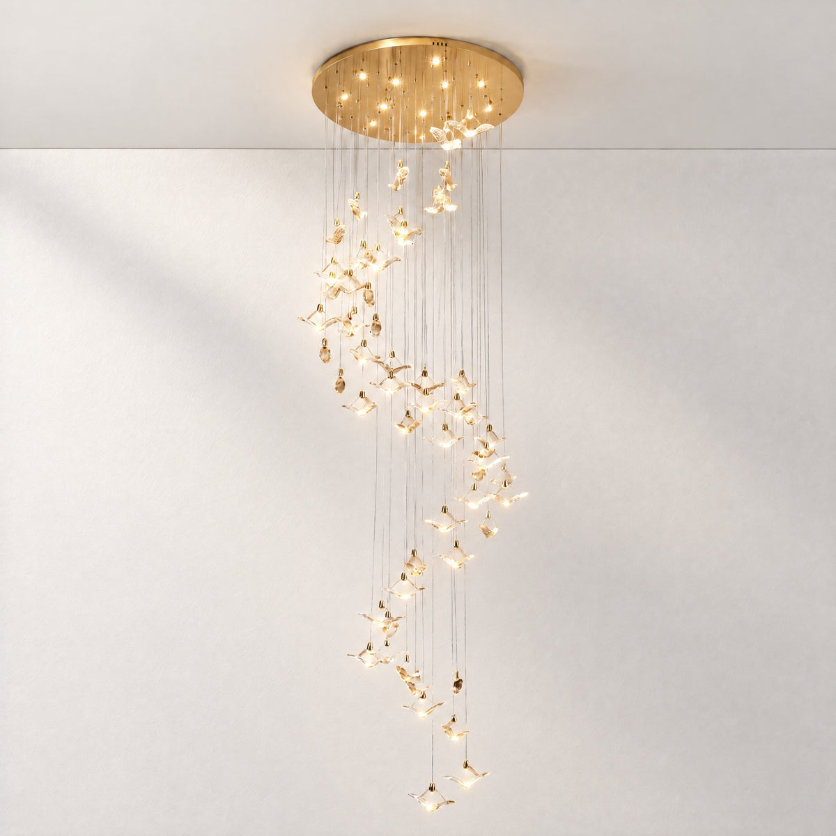 Crane Cascading Handmade Glass Chandelier