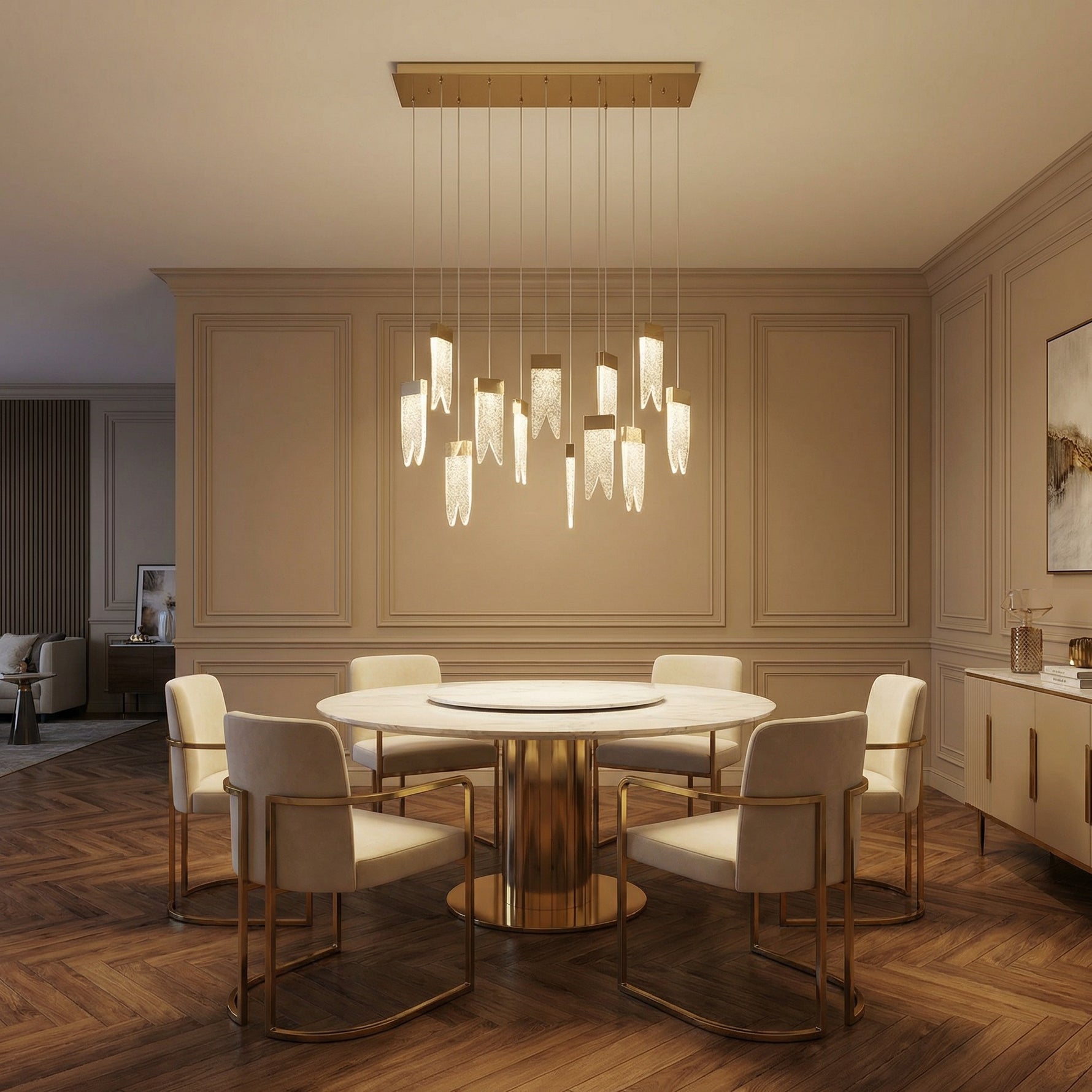 Yiosi Series Grand Cascading Glass Pendant Light 39" - scene-1